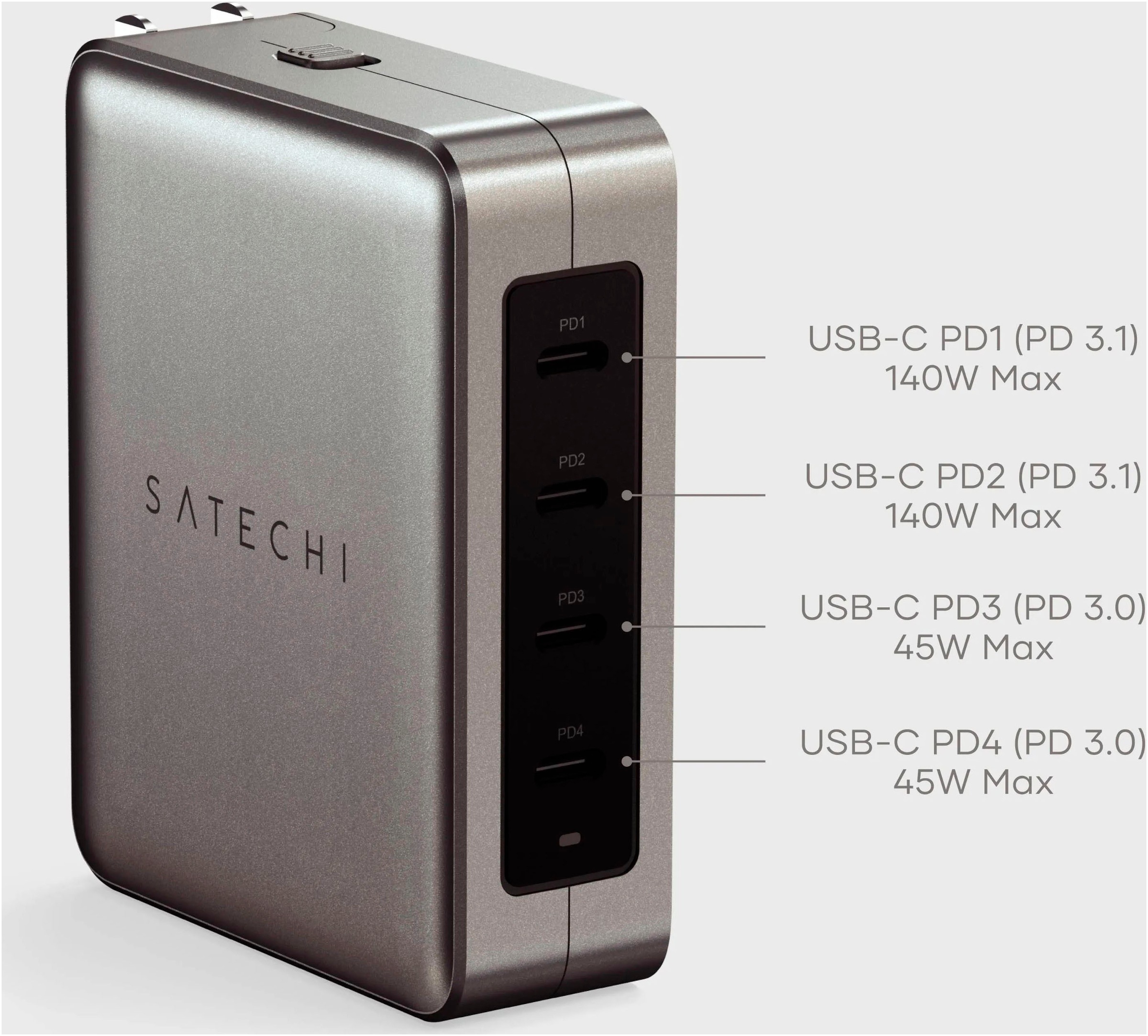 Satechi USB-Ladegerät »145W USB-C 4-Port GaN Travel Charger«