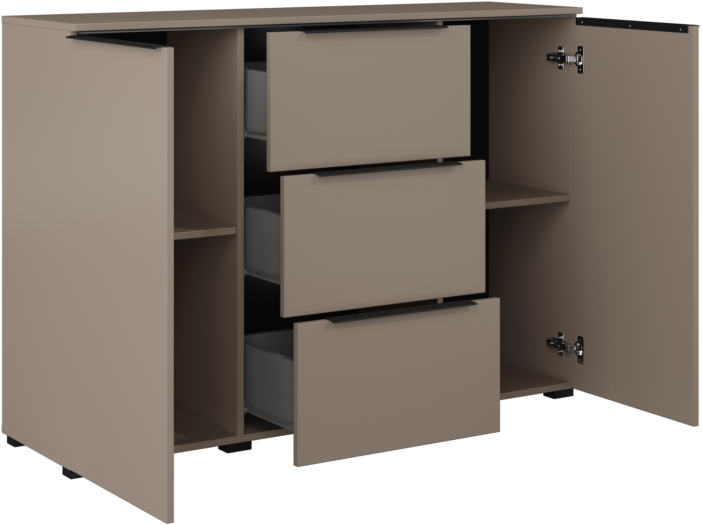 INOSIGN Sideboard »Tana, Breite 132 cm, moderne Kommode 3 SK,2 Trg«, Schubladenschrank,Anrichte mit viel Stauraum, Einlegeböden verstellbar