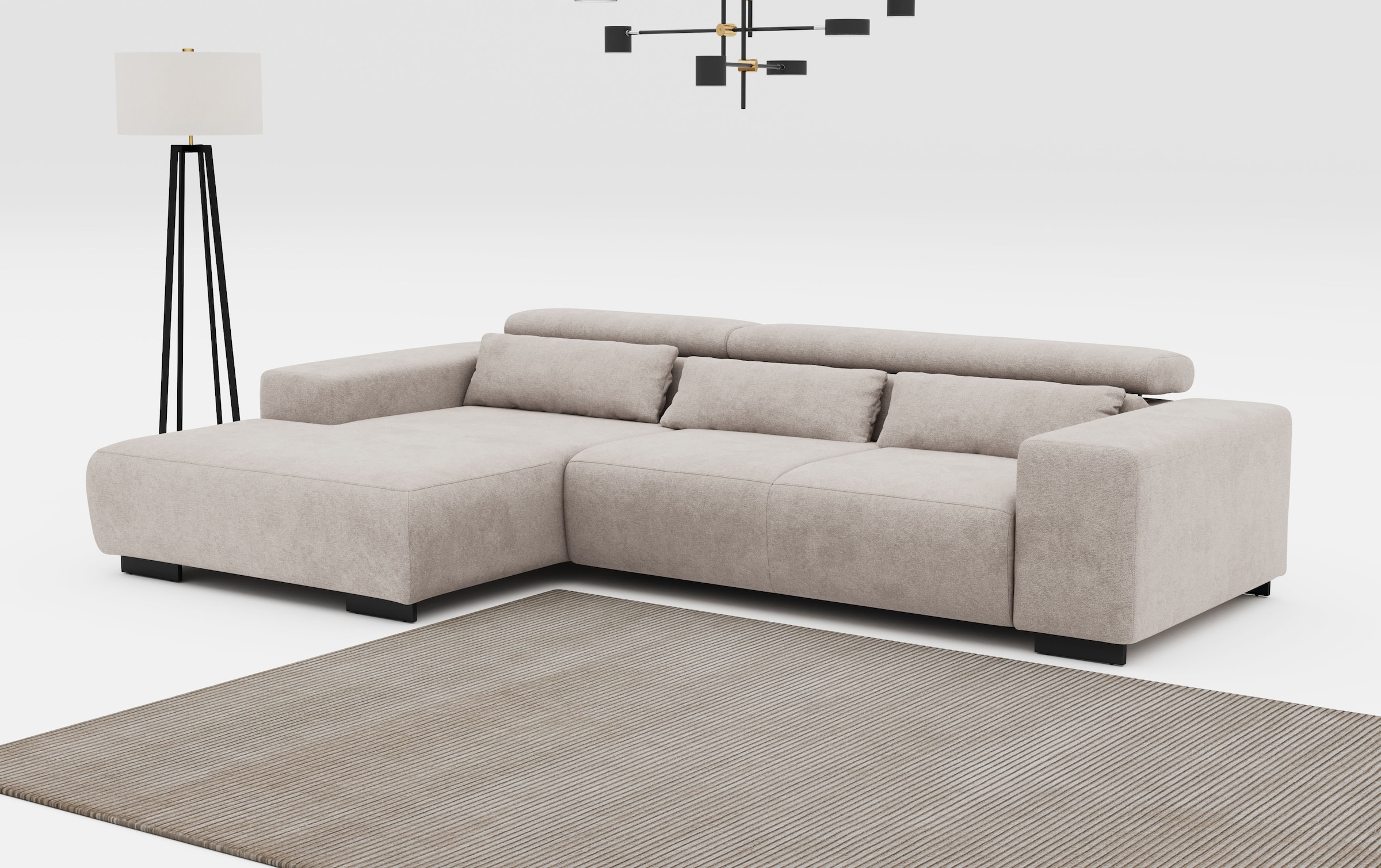 COTTA Ecksofa "Side L-Form, mit Kopfteilverstellung & 3 Nierenkissen" optio günstig online kaufen