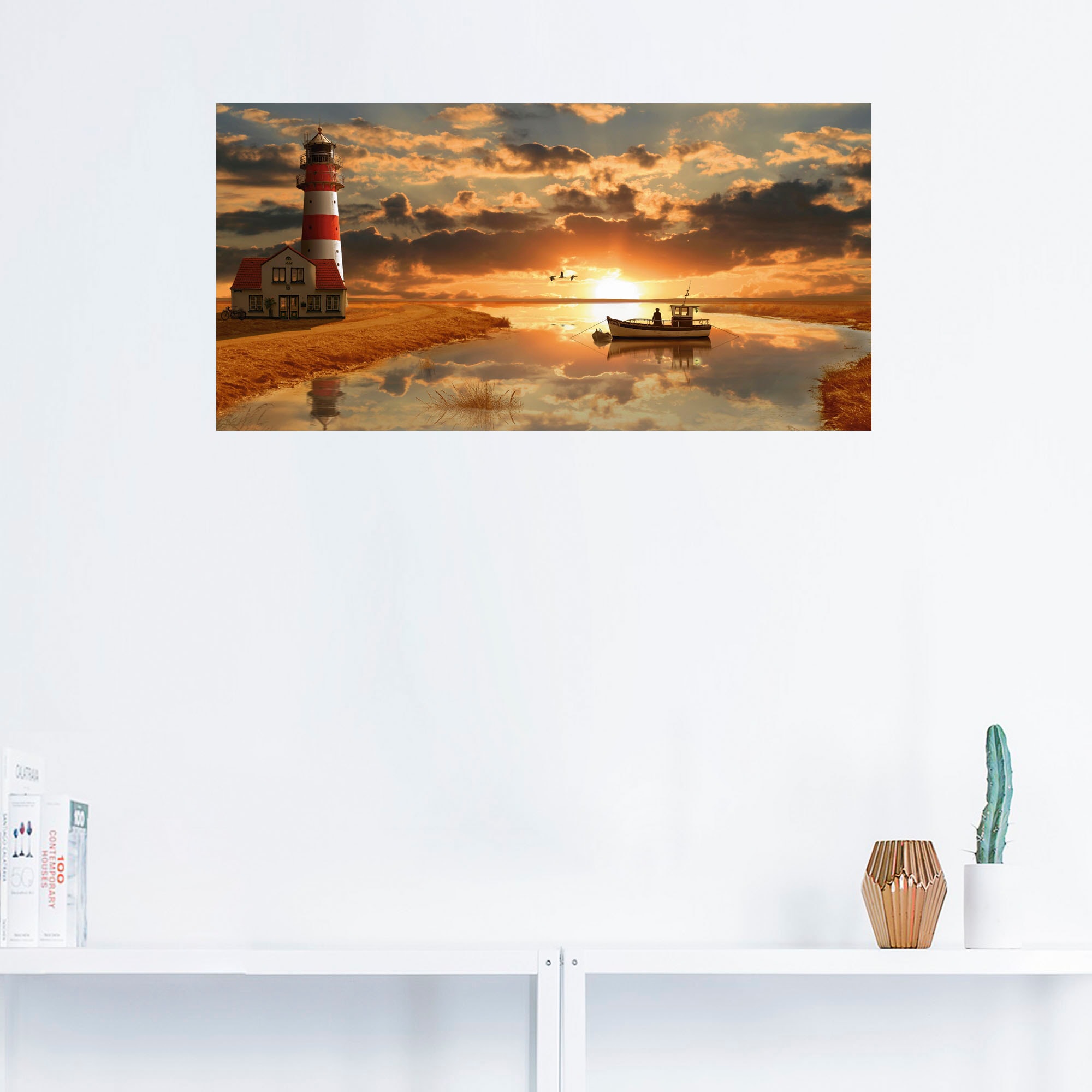 Artland Wandbild »Maritime Idylle beim Leuchtturm«, Gebäude, (1 St.), als Leinwandbild, Poster, Wandaufkleber in verschied. Größen