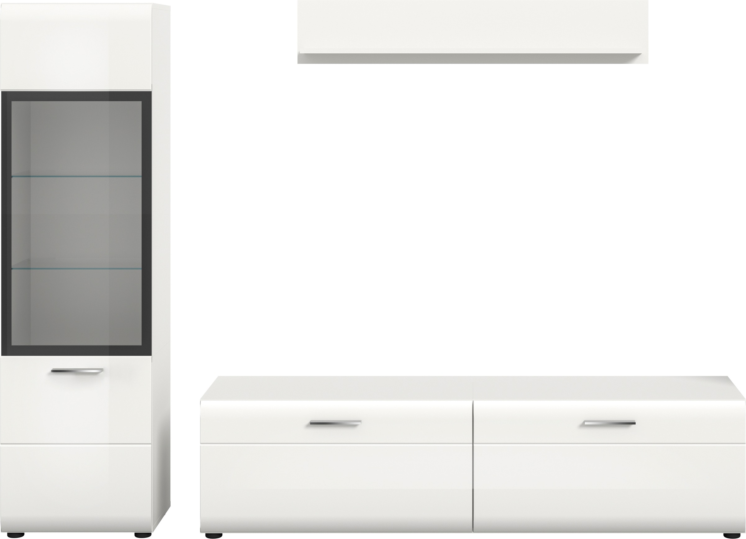 INOSIGN Wohnwand »FLORENZ, 3-teilige Wohn-Kombination, hochwertige MDF-Front« Set, Set, best. aus: 1 Vitrine, 1 Lowboard, 1 Wandboard, 3 Stk. tlg.