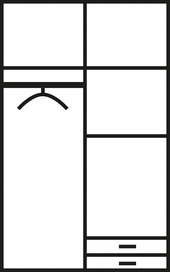 priess Kleiderschrank mit gerundeten Elementen auf den Außentüren