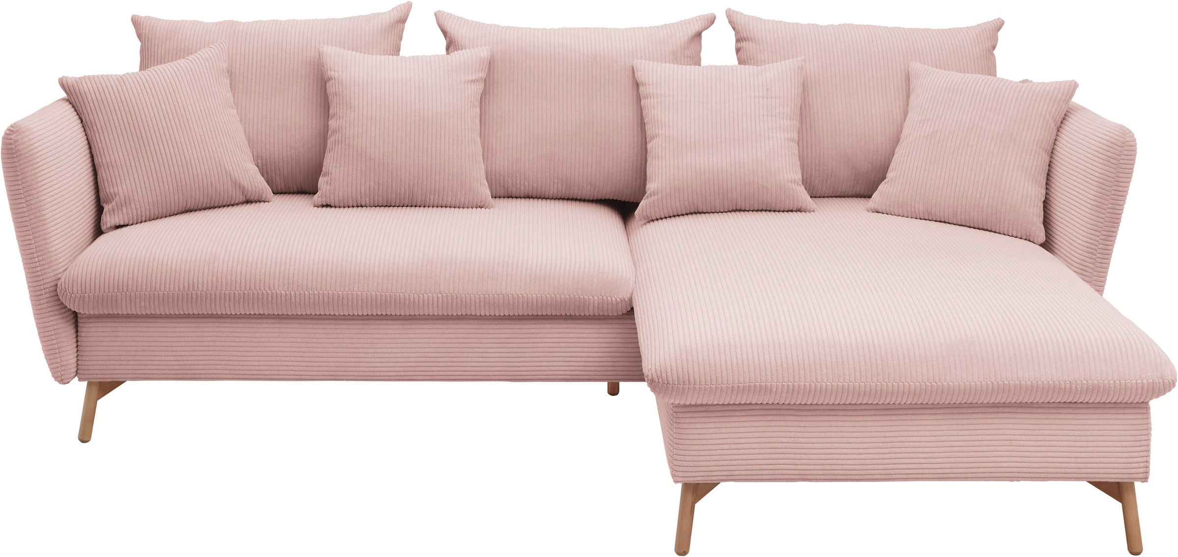 andas Ecksofa »MERLE, 258 cm, L-Form, Cord,«, mit Schlaffunktion, Liegefläche 224 x 139 cm und Bettkasten