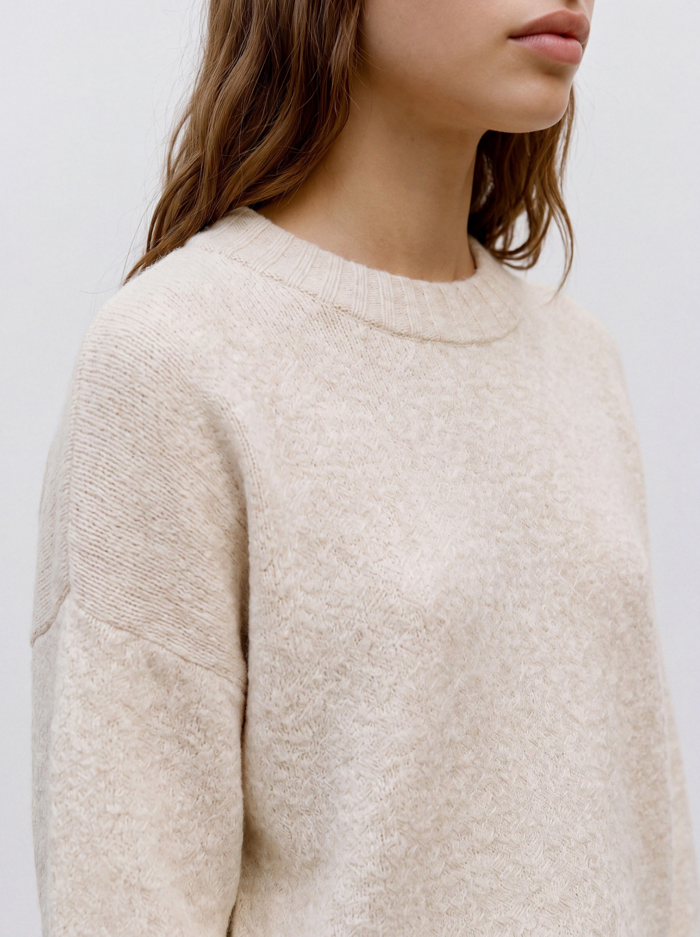 TOPSHOP Rundhalspullover »TSDAISY LS KNITTED JUMPER KNT NOOS« Materialmix, kürzer geschnitten