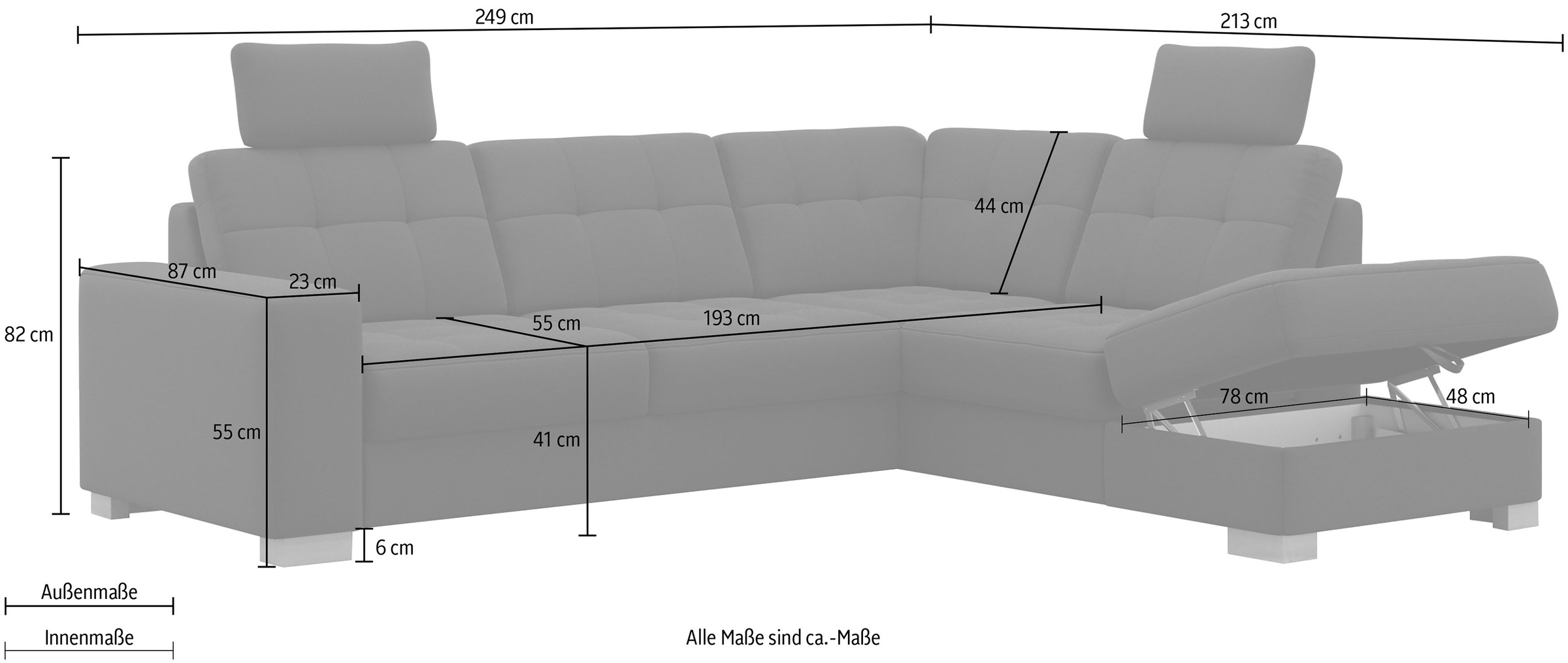 sit&more Ecksofa »Quincy L-Form«, wahlweise mit Bettfunktion und Bettkasten
