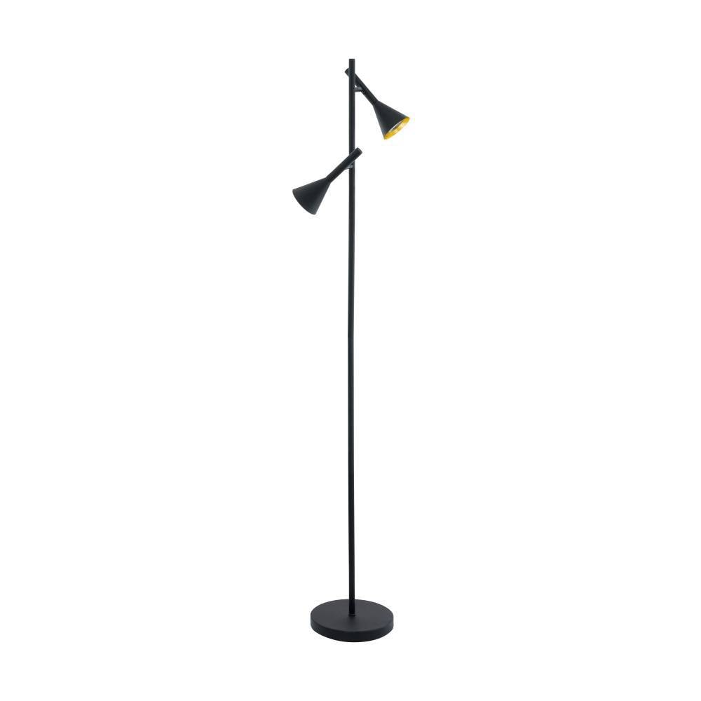 EGLO Stehlampe »CORTADERAS«, 2 flammig, Leuchtmittel GU10 | LED wechselbar, Stehleuchte aus Stahl in Schwarz, Gold, Lampe mit Tritt-Schalter, GU10