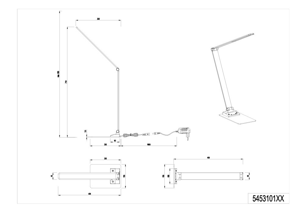TRIO Leuchten LED Schreibtischlampe »TRAVIS, LED Leselampe 6,5W 650 Lumen CCT Lichtfarbe 3000/5000/6500K« LED-Board 1 Stk. Farbwechsler mit USB-A und USB-C Ladeanschluss, kippbar dimmbar Höhe max 72cm