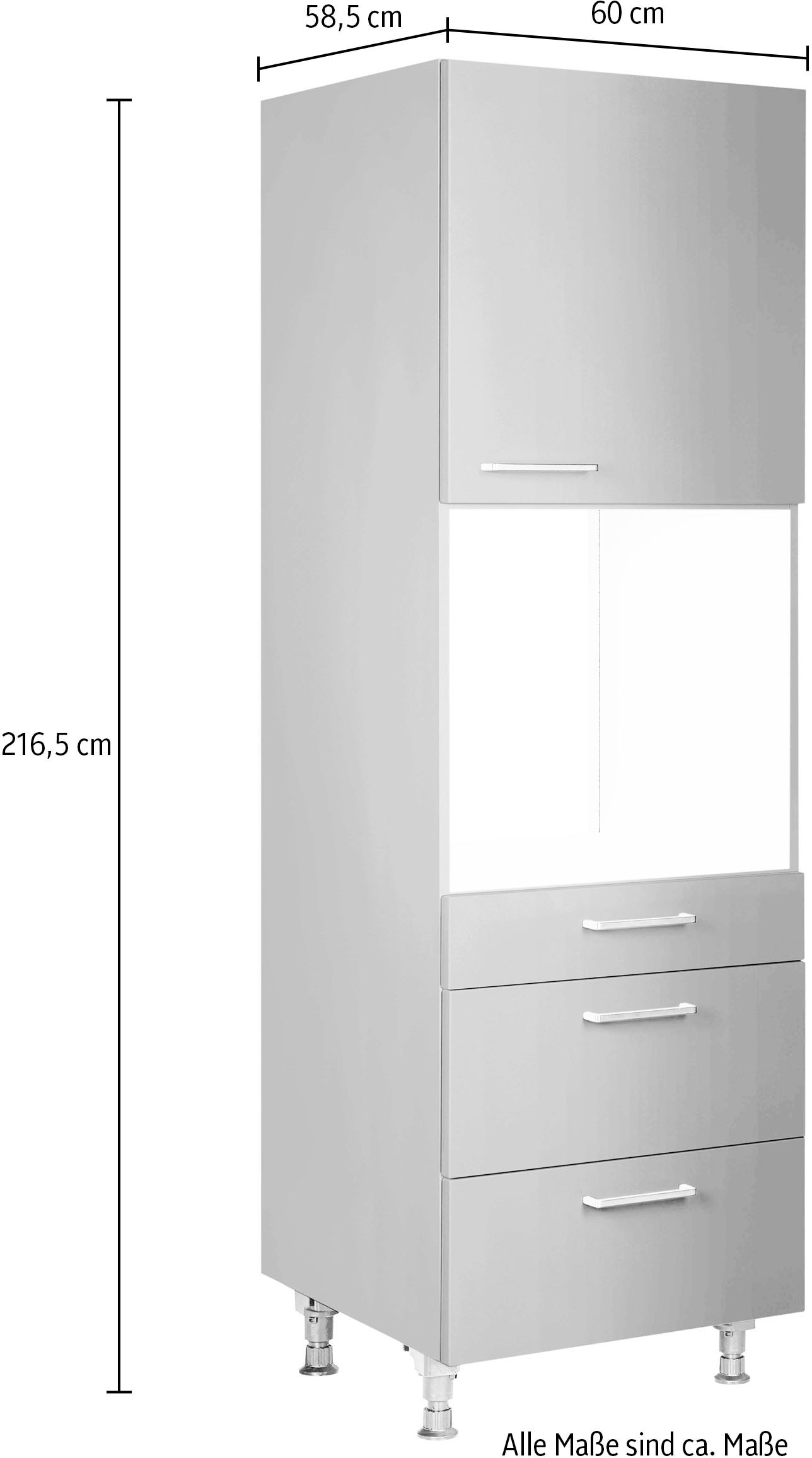 nobilia® Backofenumbauschrank »"Touch", Ausrichtung wählbar, mit Schublade und zwei Auszügen und«, einer Tür, vormontiert, Breite/Höhe: 60/216,6 cm