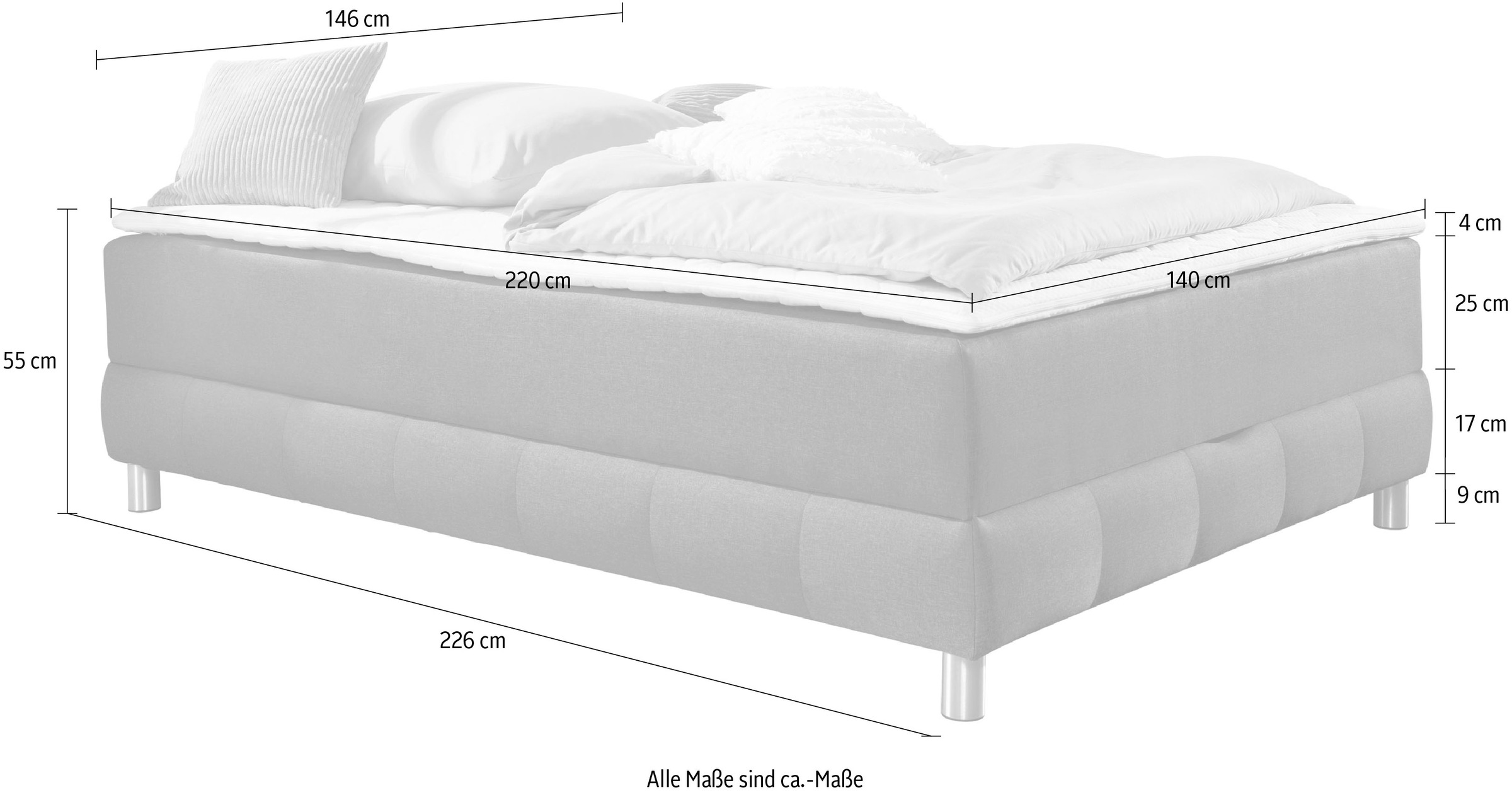 8. Bild von INOSIGN Boxspringbett »Vaasa«, für Dachschrägen geeignet, inkl. Bettkasten und Topper