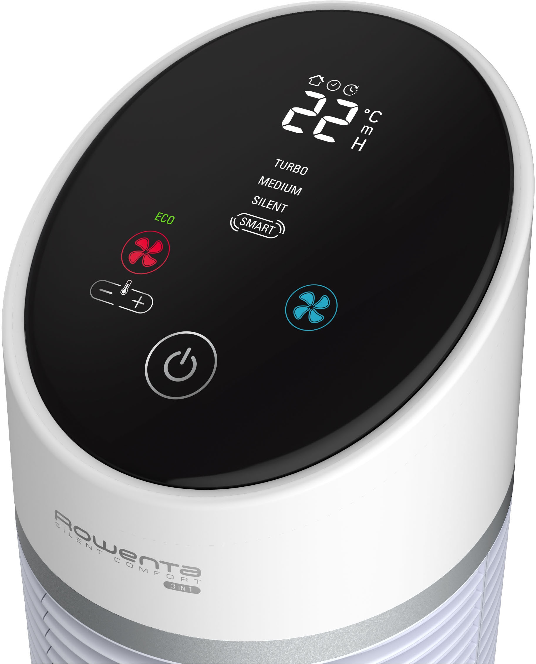 Rowenta Turmventilator »3-in-1 Turmventilator Silent Comfort, 10 Stufen für jeden Bedarf,«, Heizlüfter, Ventilator und Luftfilter, Fernbedienung, Timer, HQ8120