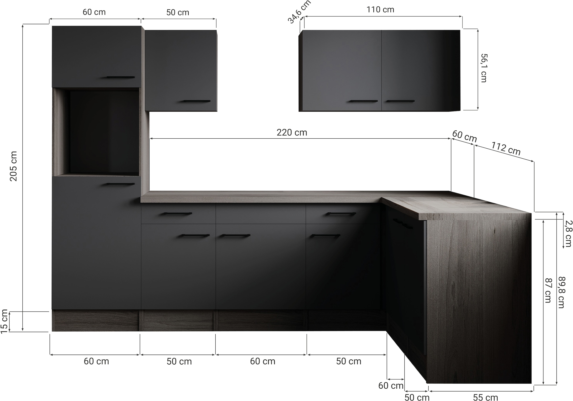 RESPEKTA Winkelküche »Oliver« Breite 280 cm, 90 cm Arbeitshöhe, in exklusiver Konfiguration für OTTO