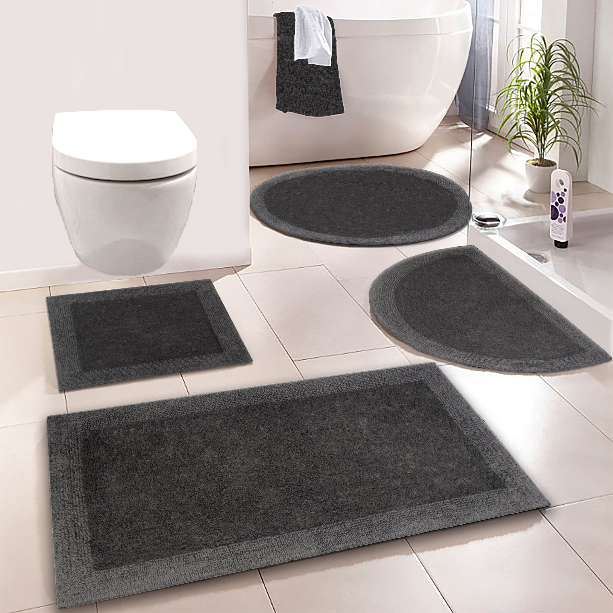 my home Badematte »Kapra, Badvorleger, Badezimmer Teppich«, beidseitig nutzbar-fußbodenheizungsgeeignet-strapazierfähig, mit Bordüre, Badteppich, Badematte