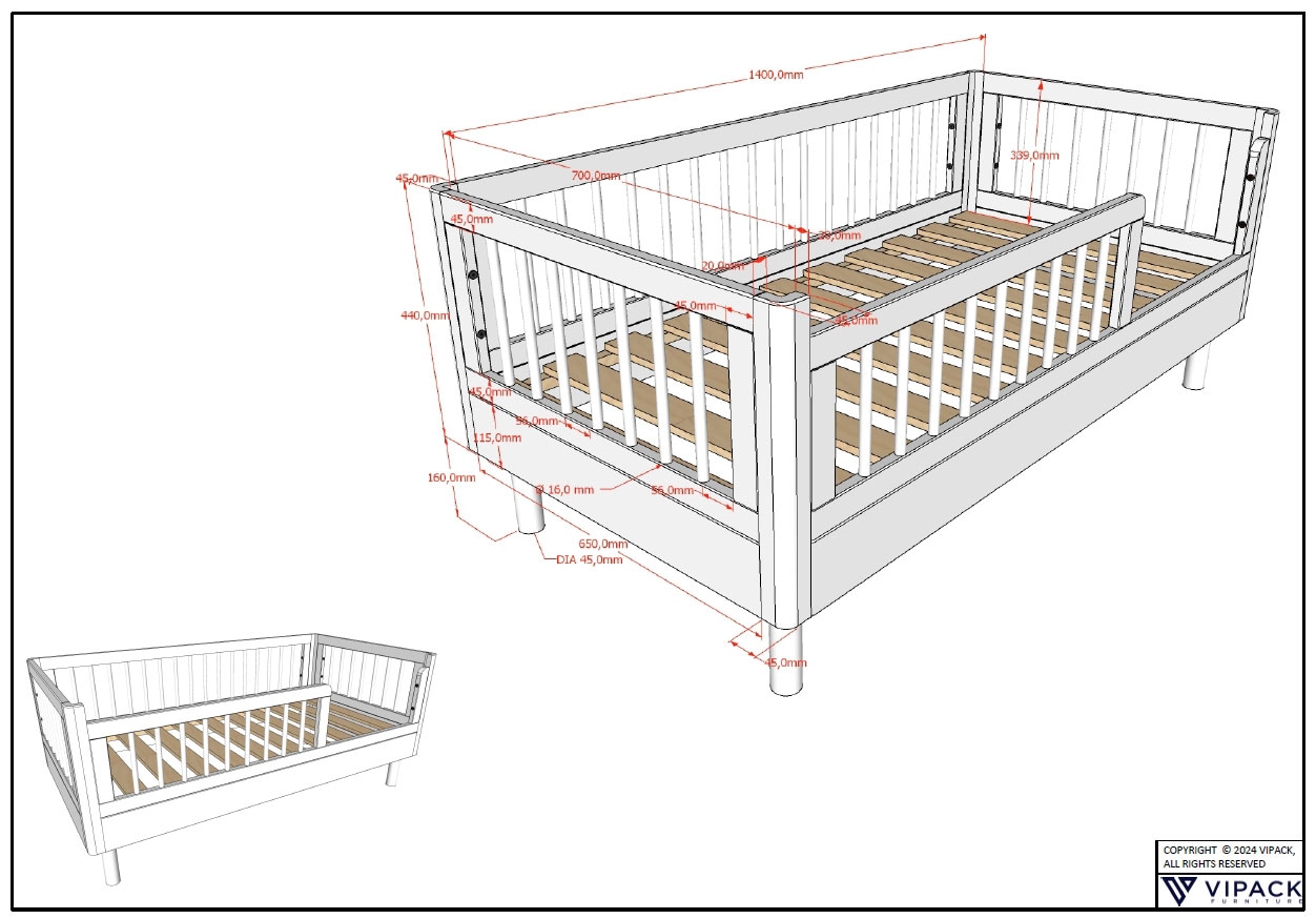 Home affaire Kinderbett »stabil und hochwertig gebaut, Kanten gerundet, mit Rausfallschutz«, 70/140 cm, inkl. Lattenrost, aus massiver Eiche natur geölt