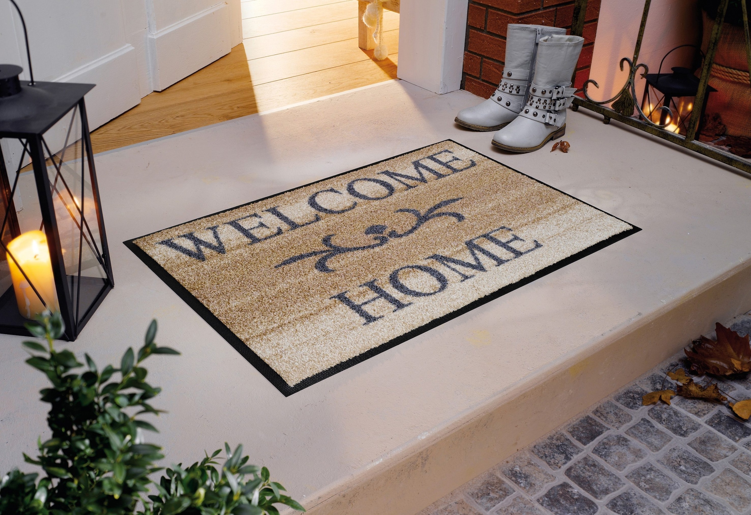 wash+dry by Kleen-Tex Fußmatte »Welcome Home«, rechteckig, 7 mm Höhe, Schmutzfangmatte, mit Spruch, In- und Outdoor geeignet, waschbar