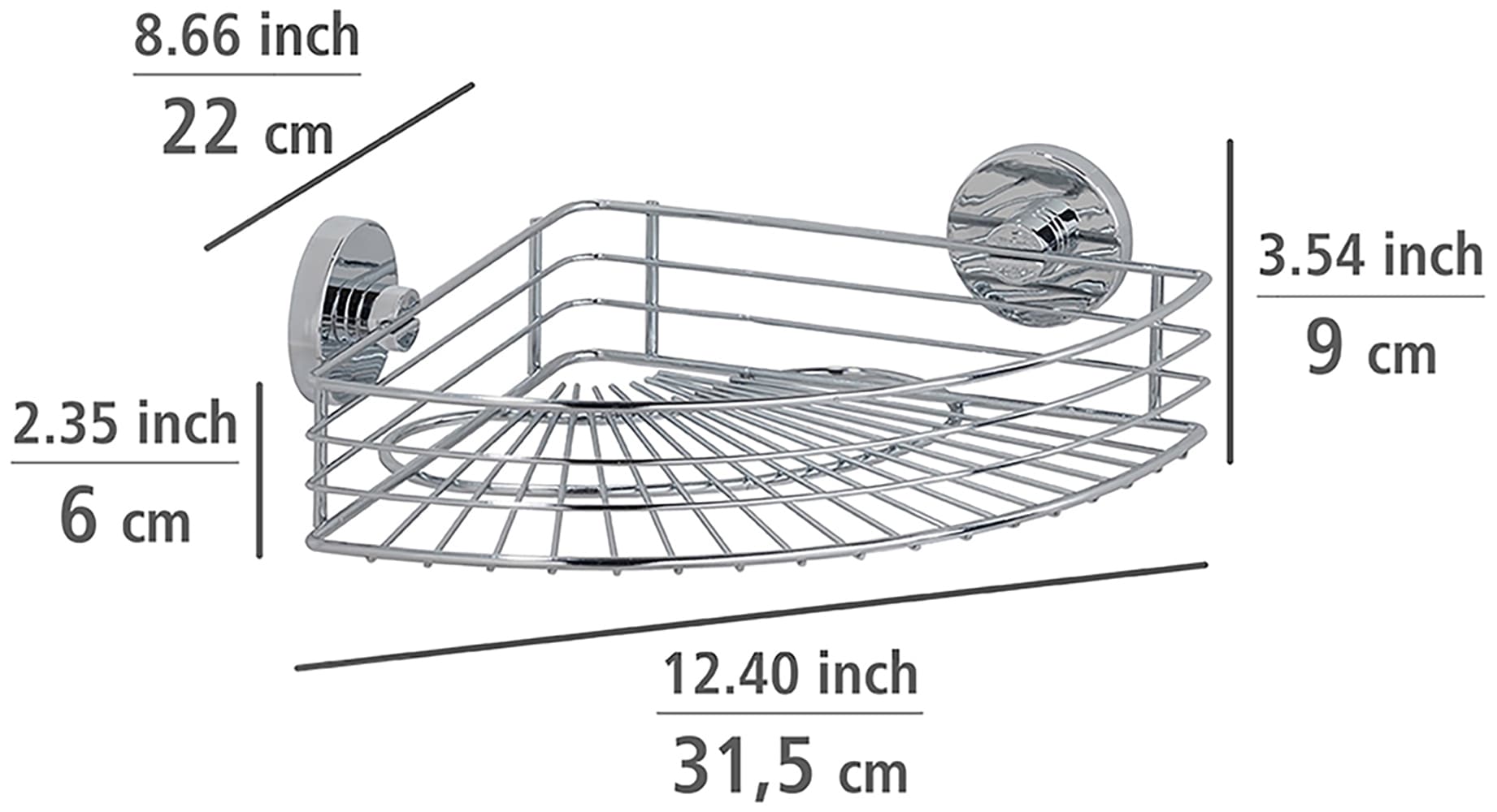 WENKO Eckregal »Vacuum-Loc® Modell Bari«, (3 St.), fürs Badezimmer mit 2 Haken, Befestigen ohne Bohren
