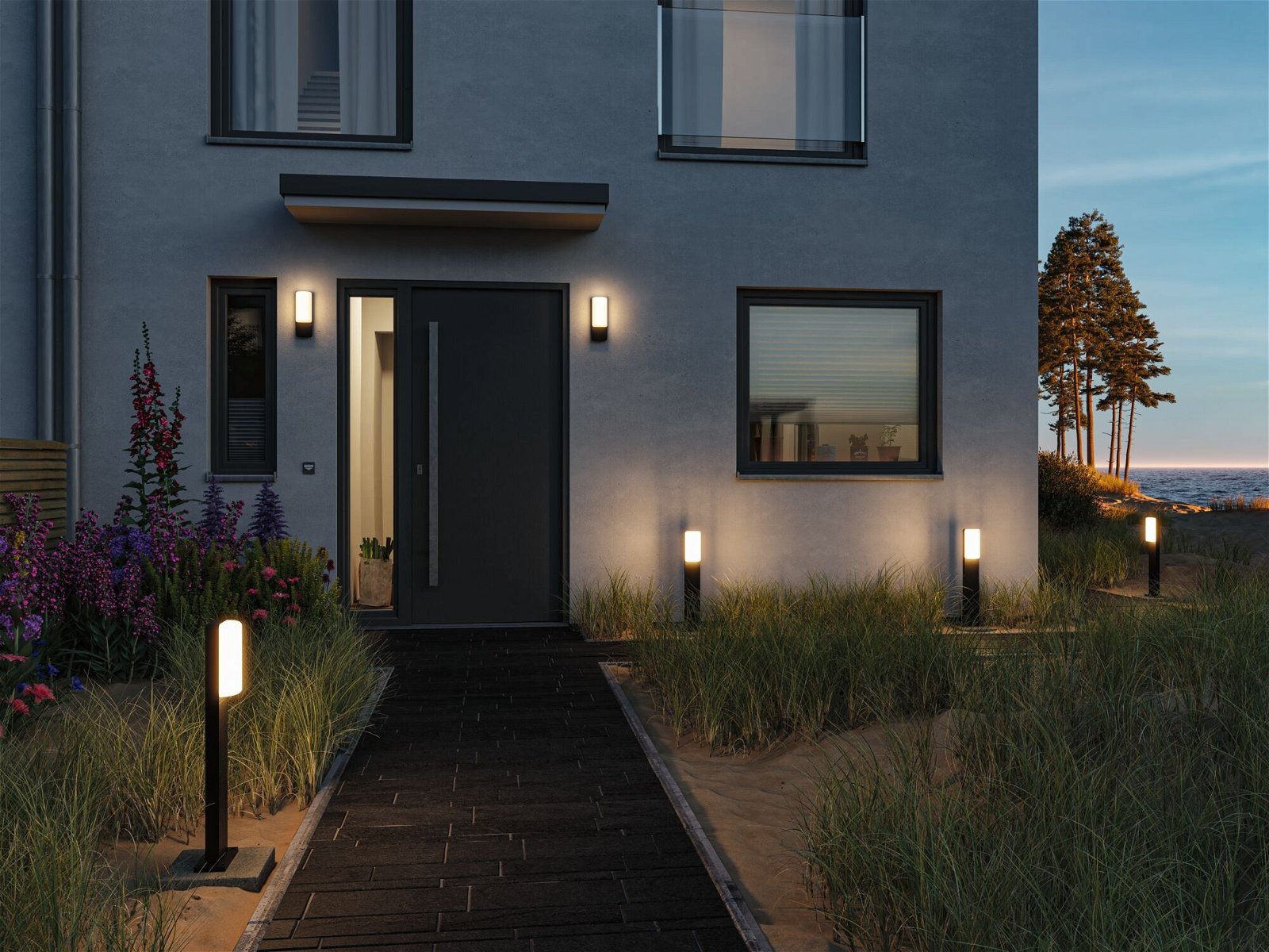 Paulmann LED Außen-Wandleuchte »Bonnie IP44 93x77mm 3000K 8,5W 560lm 230V Anthrazit Aluminium«, 1 flammig, Bewegungsmelder