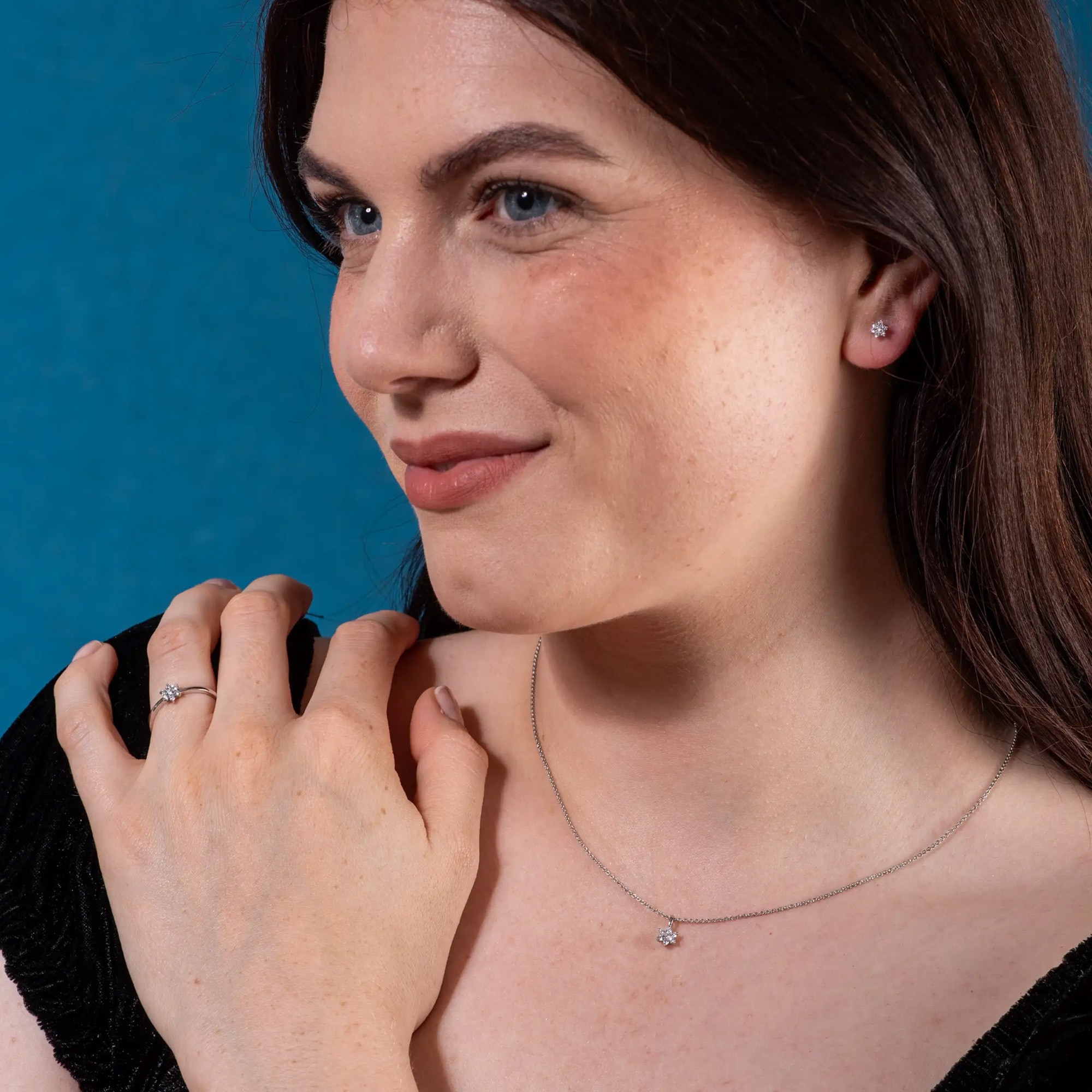 LYOMI Kette mit Anhänger »585/- Weißgold 7 synth. Diam.0,13ct.«