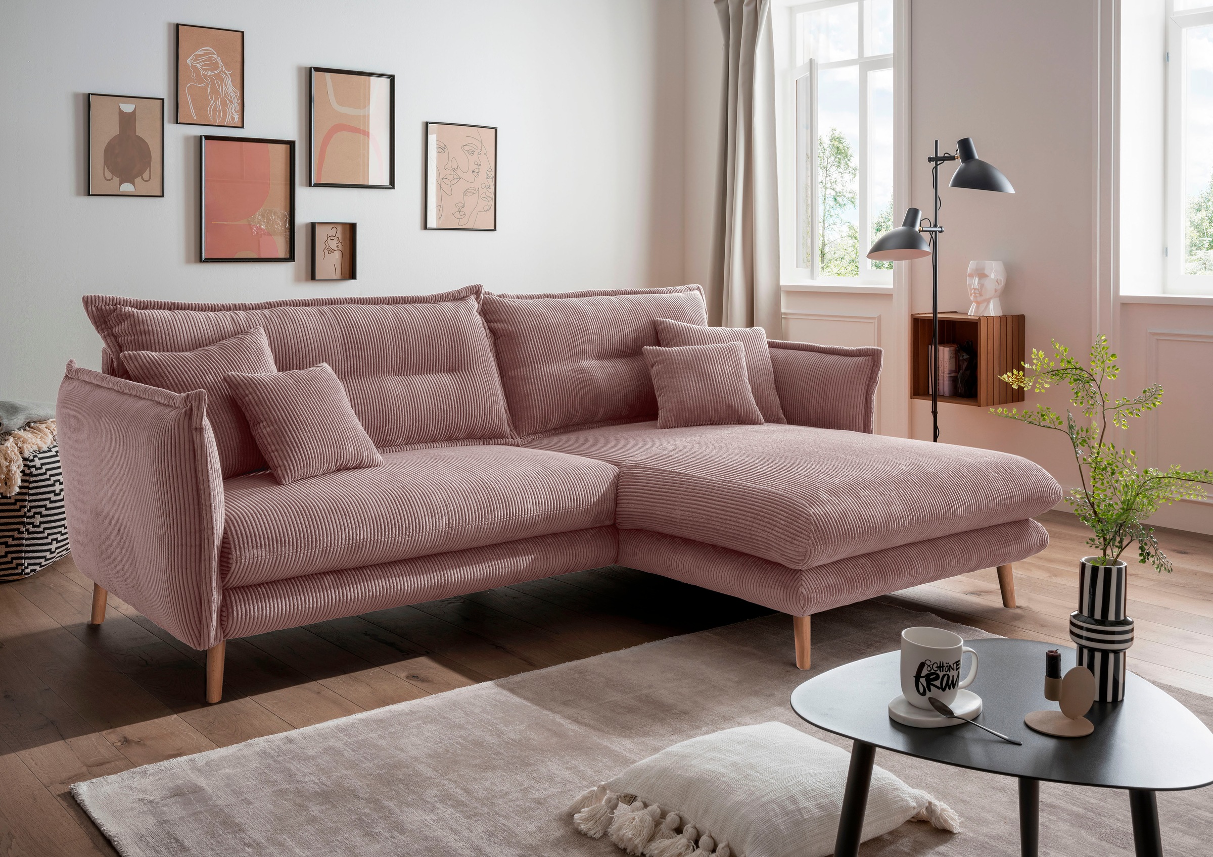 INOSIGN Ecksofa »Lazio modern und bequem, schmale Armlehnen, tolle Detailve günstig online kaufen