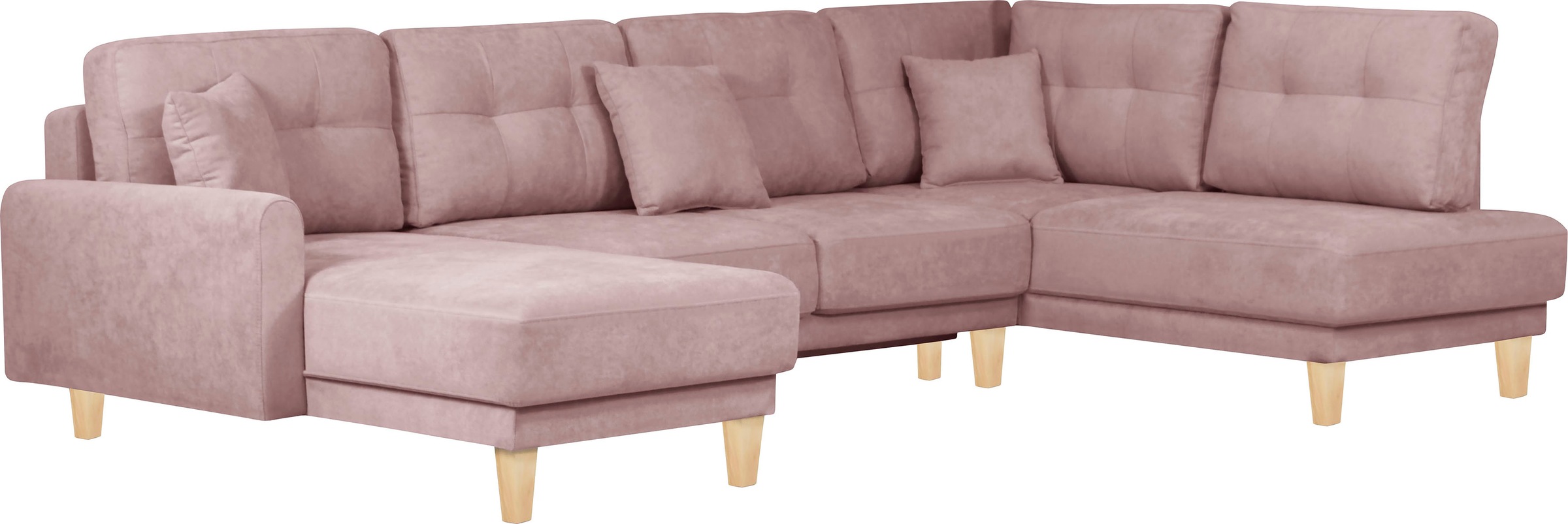 Home affaire Wohnlandschaft »TRIPLO U-Form wahlweise mit Schlaffunktion, B/T/H: 310/192/90 cm«, Schlafsofa, auch mit Bettkasten, Steppung im Rückenkissen