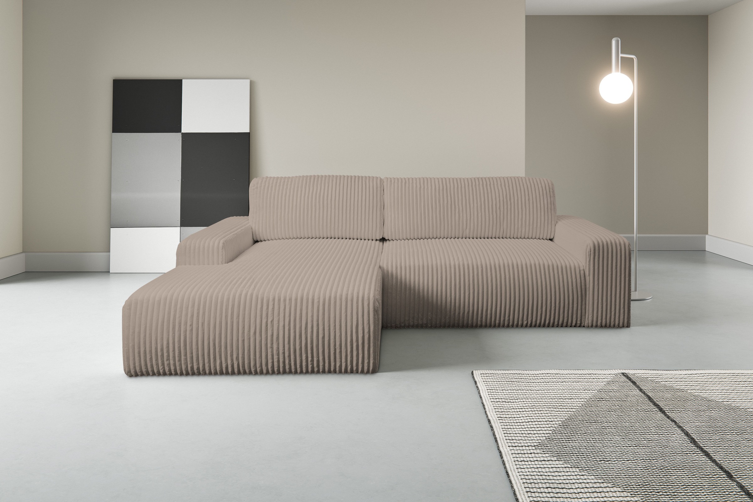 WERK2 Ecksofa »Rotterdam-L, kuschelweicher Cord oder Breitcord, L-Form, Bre günstig online kaufen