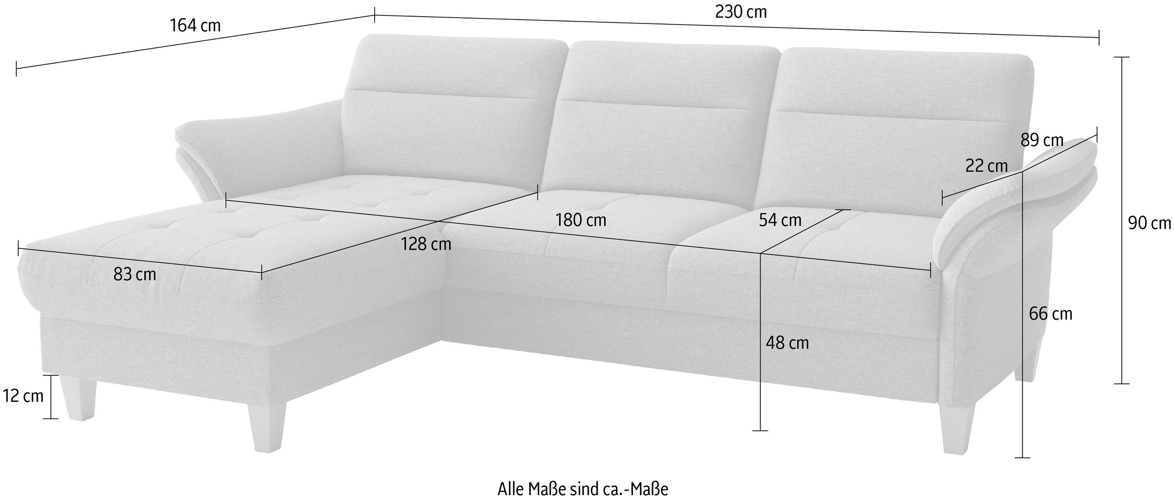 sit&more Ecksofa »Pamela, B:230 cm« mit Federkern