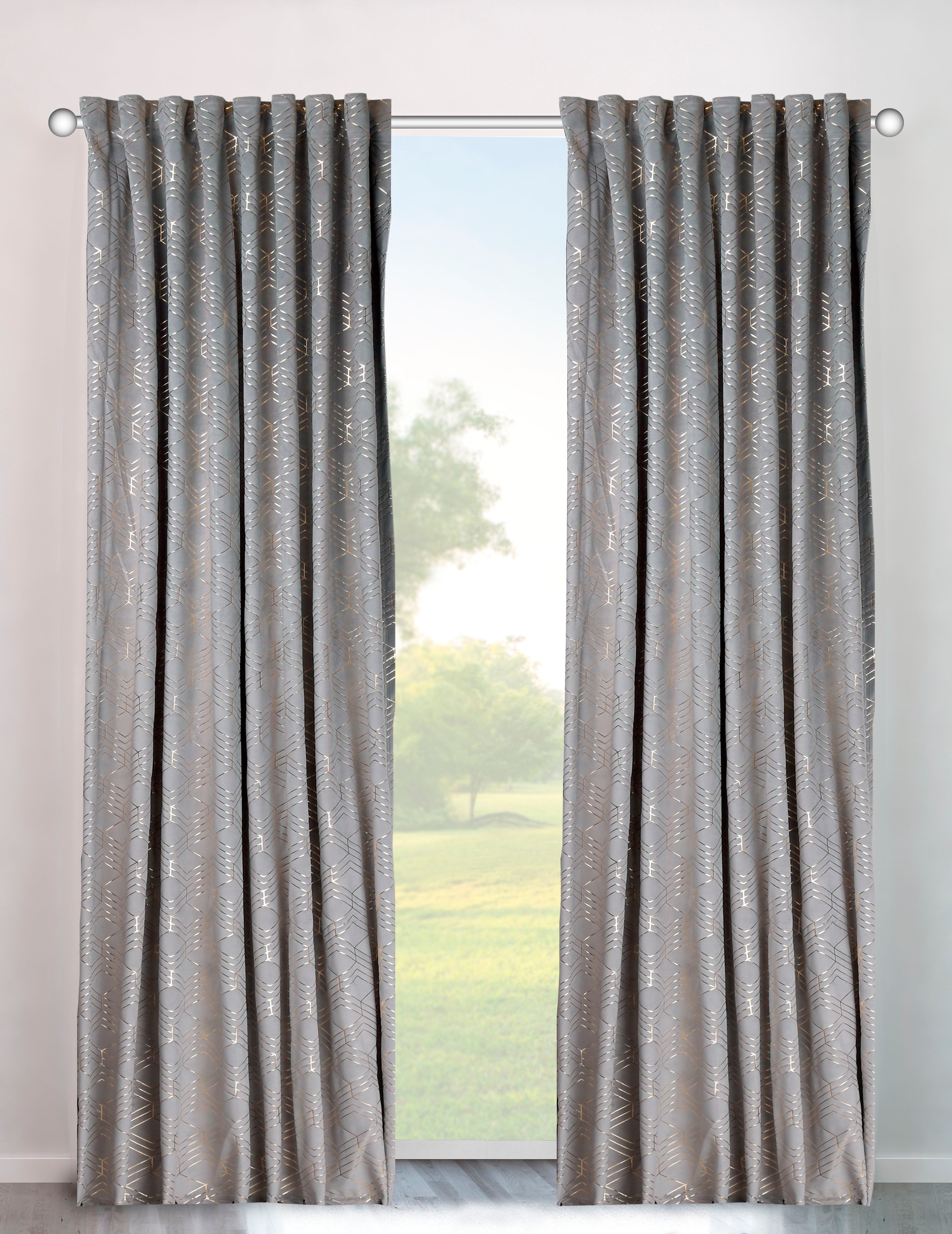 my home Vorhang »Velvet Foil« Multifunktionsband 2 Stk. tlg. Samt günstig online kaufen