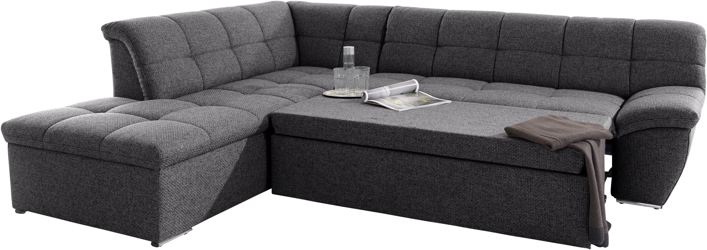 DOMO collection Ecksofa »Lagoa L-Form«, wahlweise mit Bettfunktion, frei im Raum stellbar, große Farbvielfalt