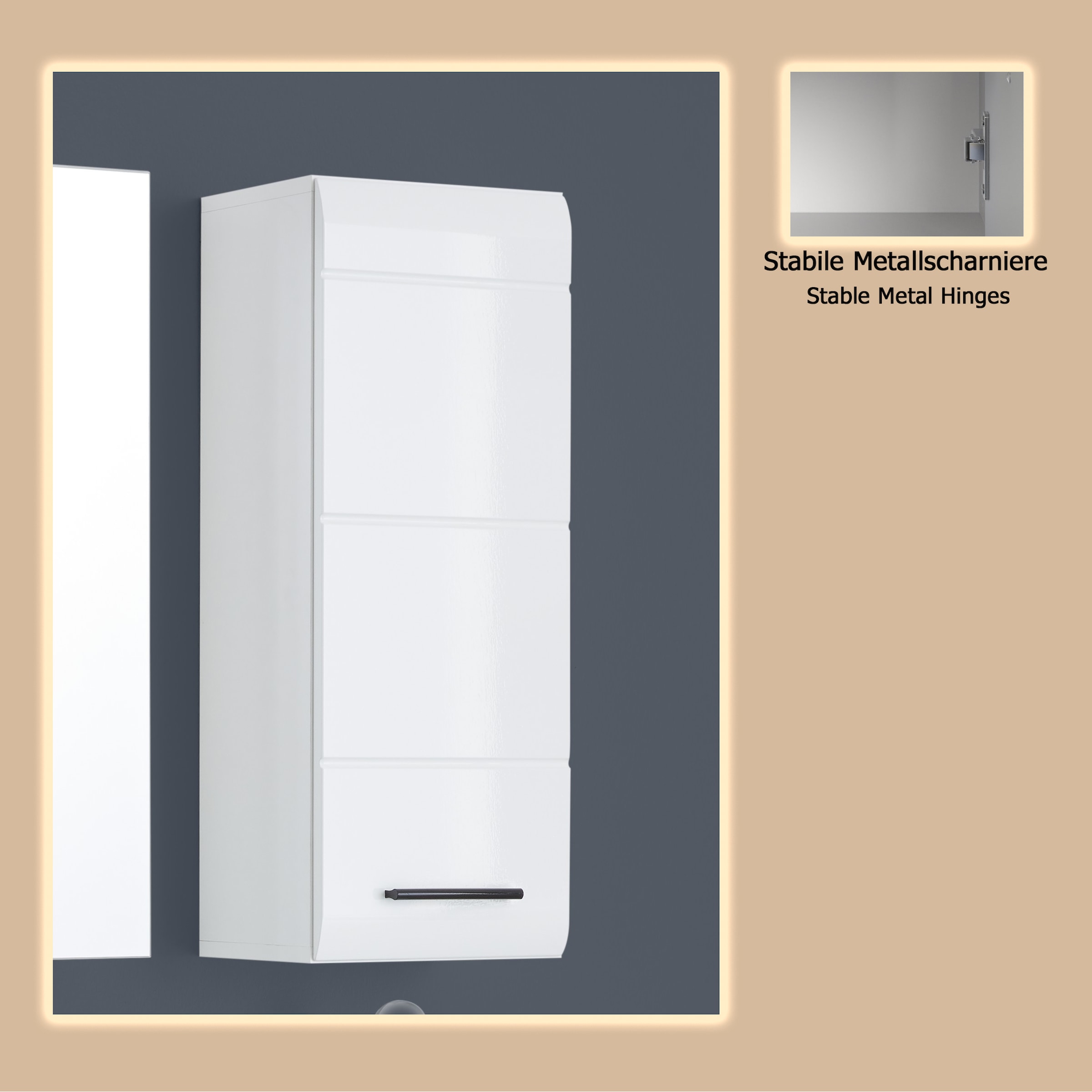 welltime Hängeschrank »Sovana«, Badezimmerschrank mit 2 Fächern in Weiß - (B/T/H) 30/24/77 cm
