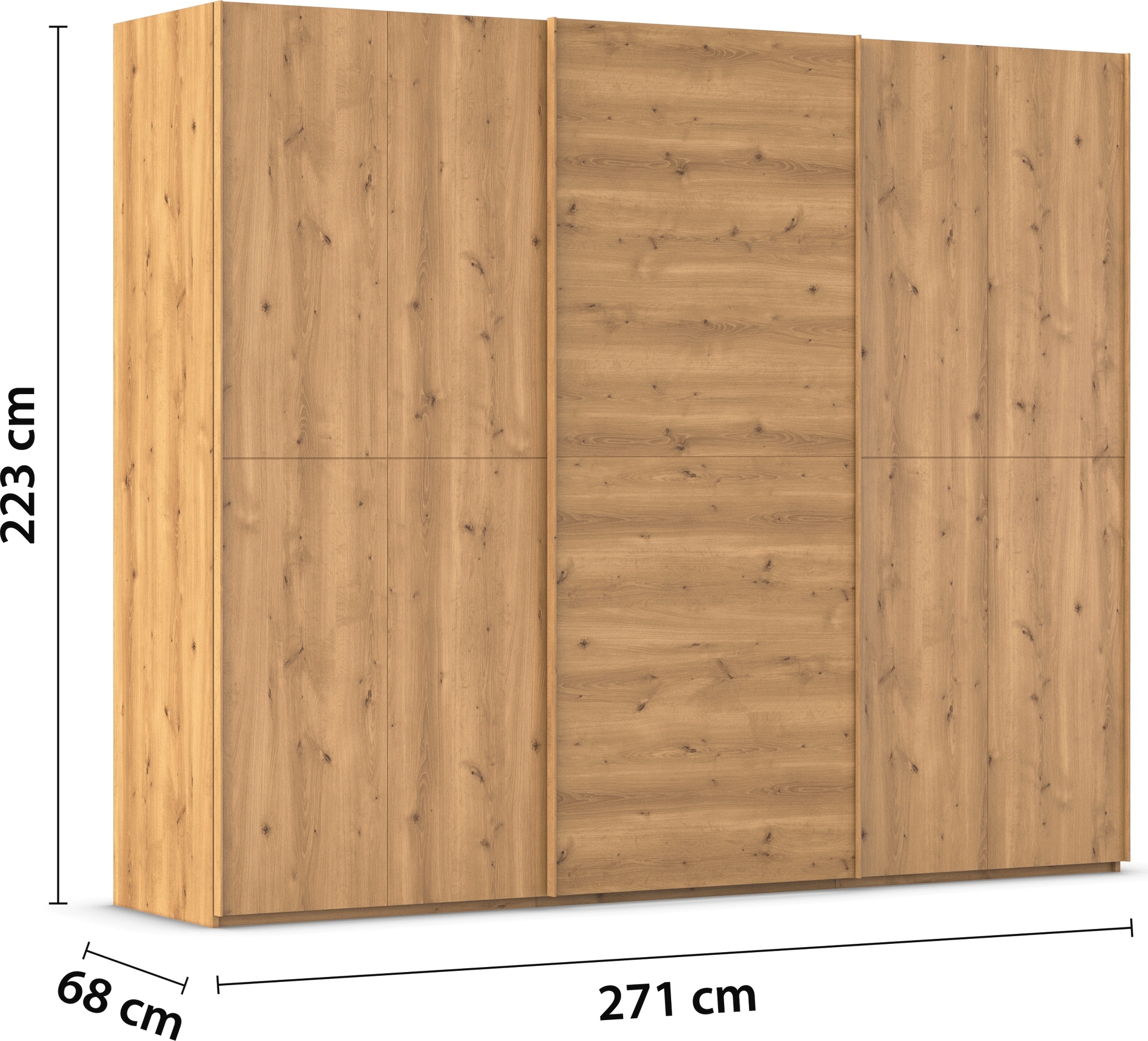 rauch Schwebetürenschrank »Kleiderschrank Schrank Garderobe Schlafzimmerschrank SCALE-WOOD«, senkrecht geteilte Türen in robuster massiver Asteiche MADE IN GERMANY