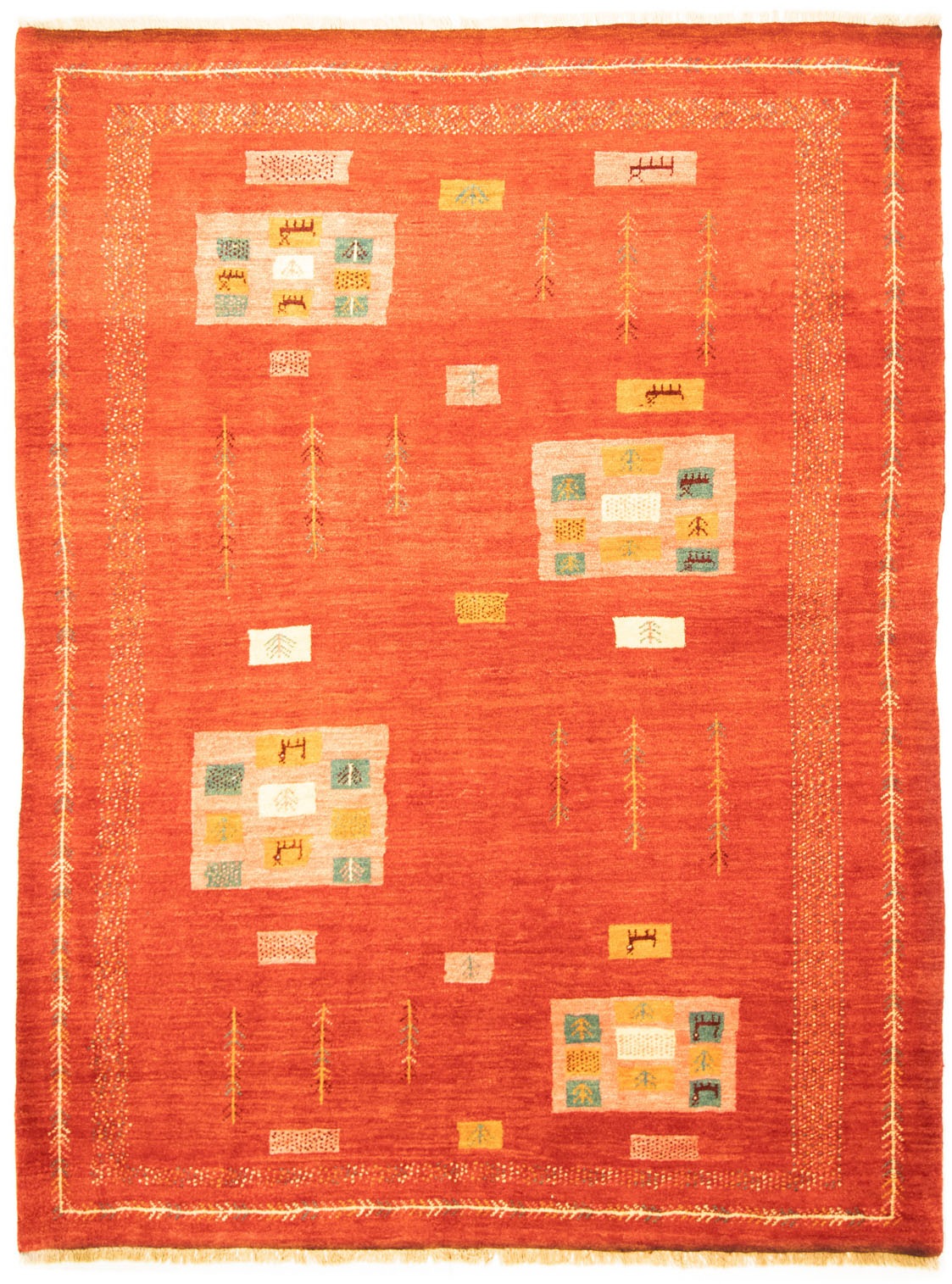 morgenland Wollteppich »Gabbeh Teppich handgeknüpft rot«, rechteckig,  handgeknüpft bequem und schnell bestellen | Kurzflor-Teppiche