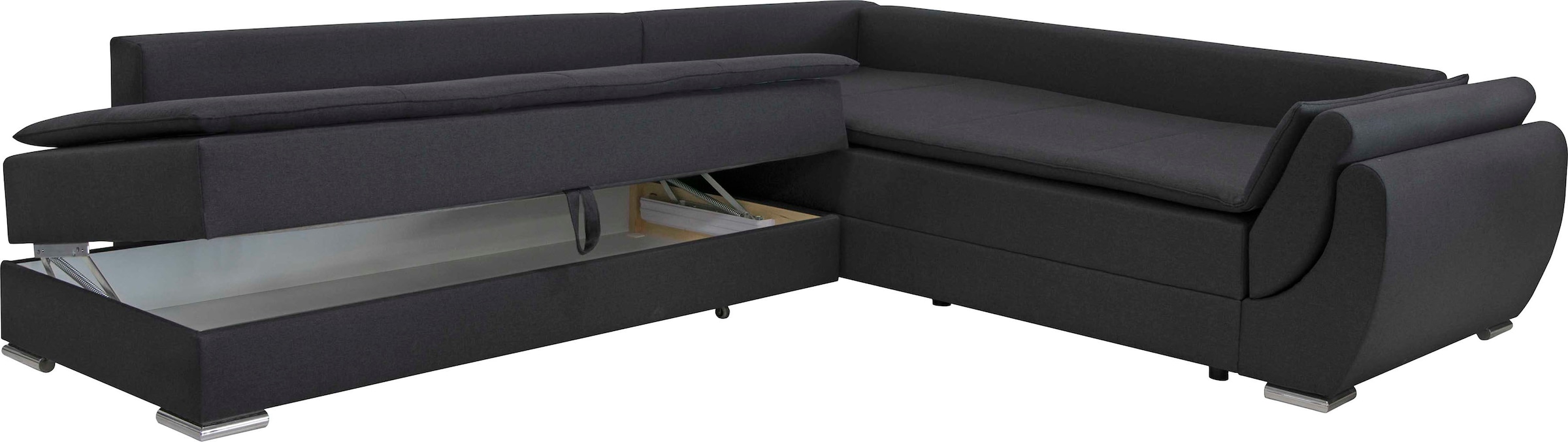 INOSIGN Ecksofa »Göteborg«, mit Boxspring-Bettfunktion und Bettkasten, Dauerschlaffunktion, Topper