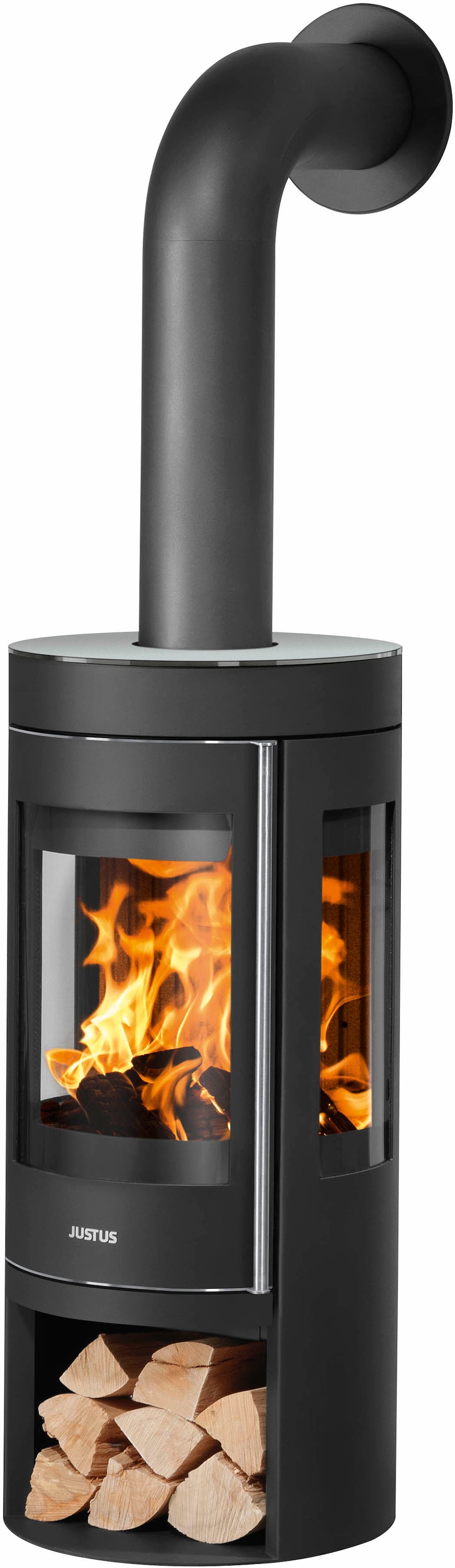 Justus Kaminofen Mino Trios 2.0 Stahl Schwarz mit Abdeckplatte Glas 5 kW EE günstig online kaufen