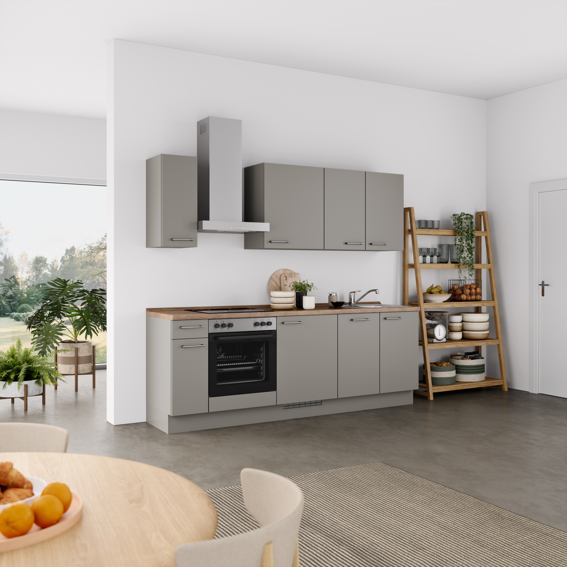 nobilia® Küchenzeile »"Laser I"«, vormontiert, Ausrichtung wählbar, Breite 240 cm, wahlw. mit E-Geräten