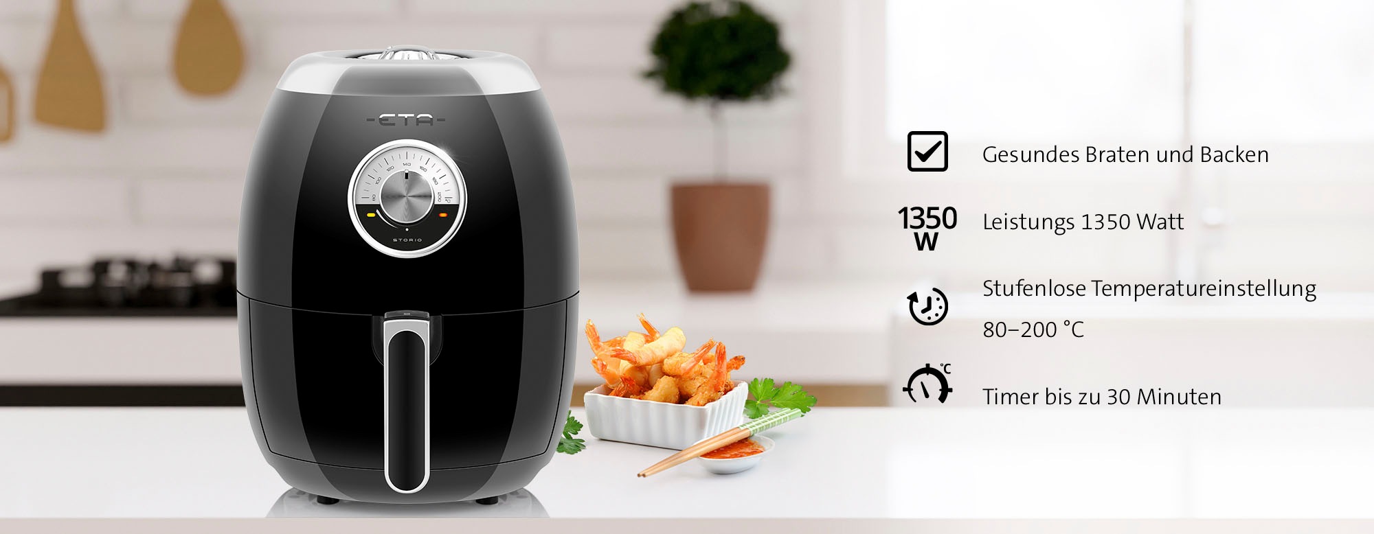 eta Heißluftfritteuse »ETA617290020 Storio«, 1350 W, Fassungsvermögen 3 l