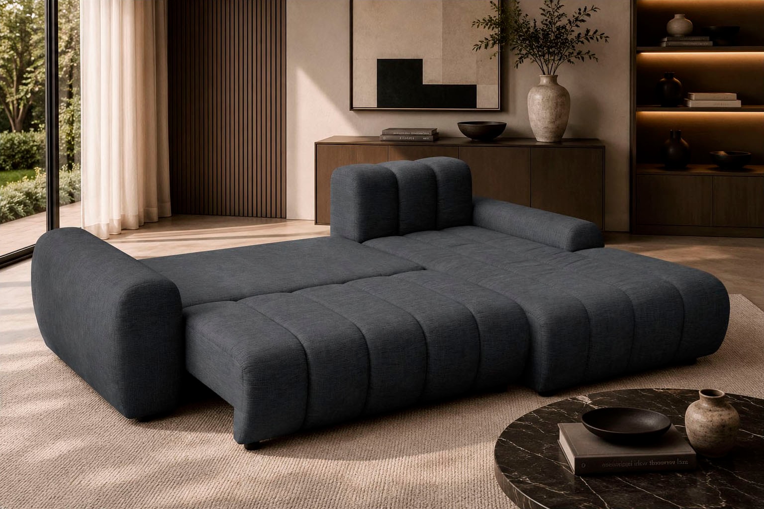 OTTO home Ecksofa »LAURRENT mit Schlaffunktion, Feinstruktur, L-Form, 246 cm« Liegefläche (123/191cm), Bettkasten, Taschenfederkern u. Topper