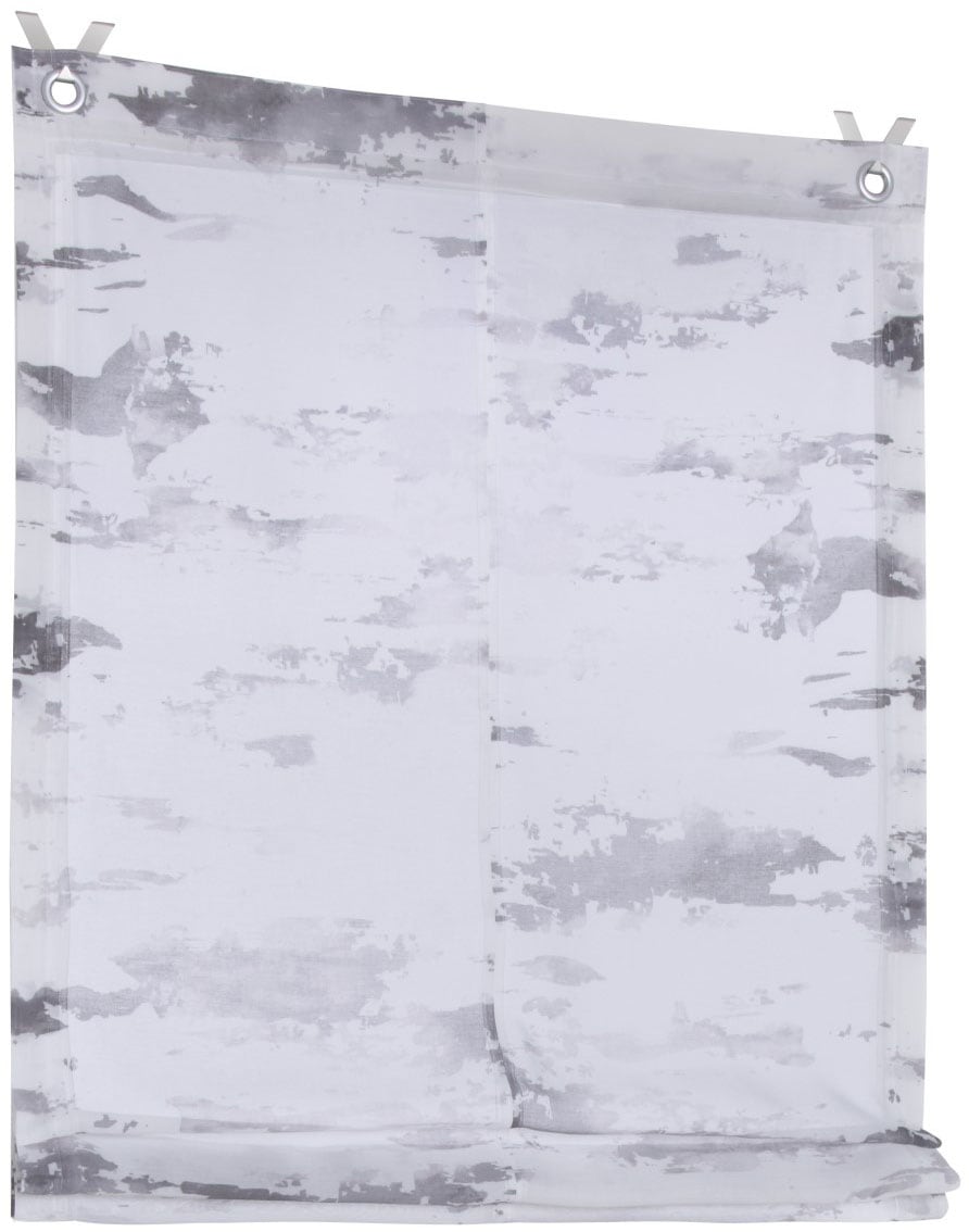 Kutti Raffrollo »Claude«, mit Hakenaufhängung, ohne Bohren, in Führungsschienen, weiß, halbtransparent, bedruckt, Polyester, mit Fensterhaken
