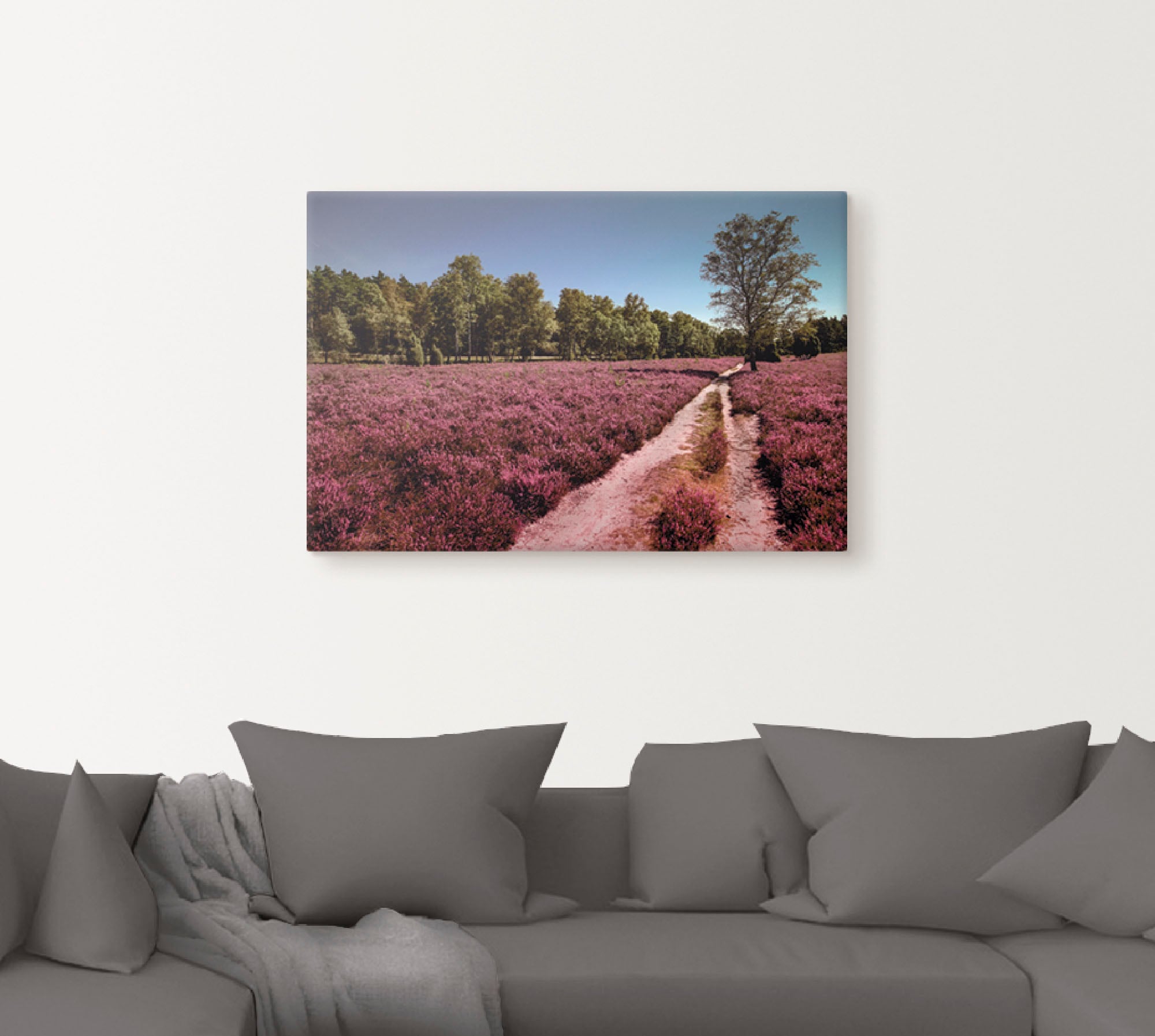 Artland Leinwandbild »Lüneburger Heide Romantik«, Blumenwiese, (1 St.), auf Keilrahmen gespannt