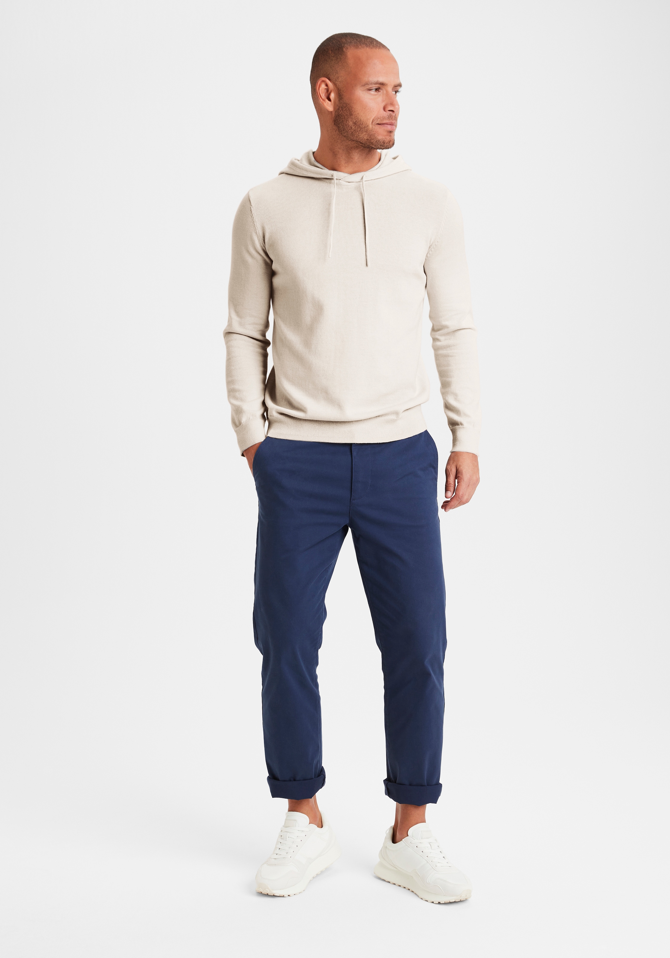 H.I.S », Strickpullover mit Kapuze«, Feinstrick aus pflegeleichter Baumwollmischung
