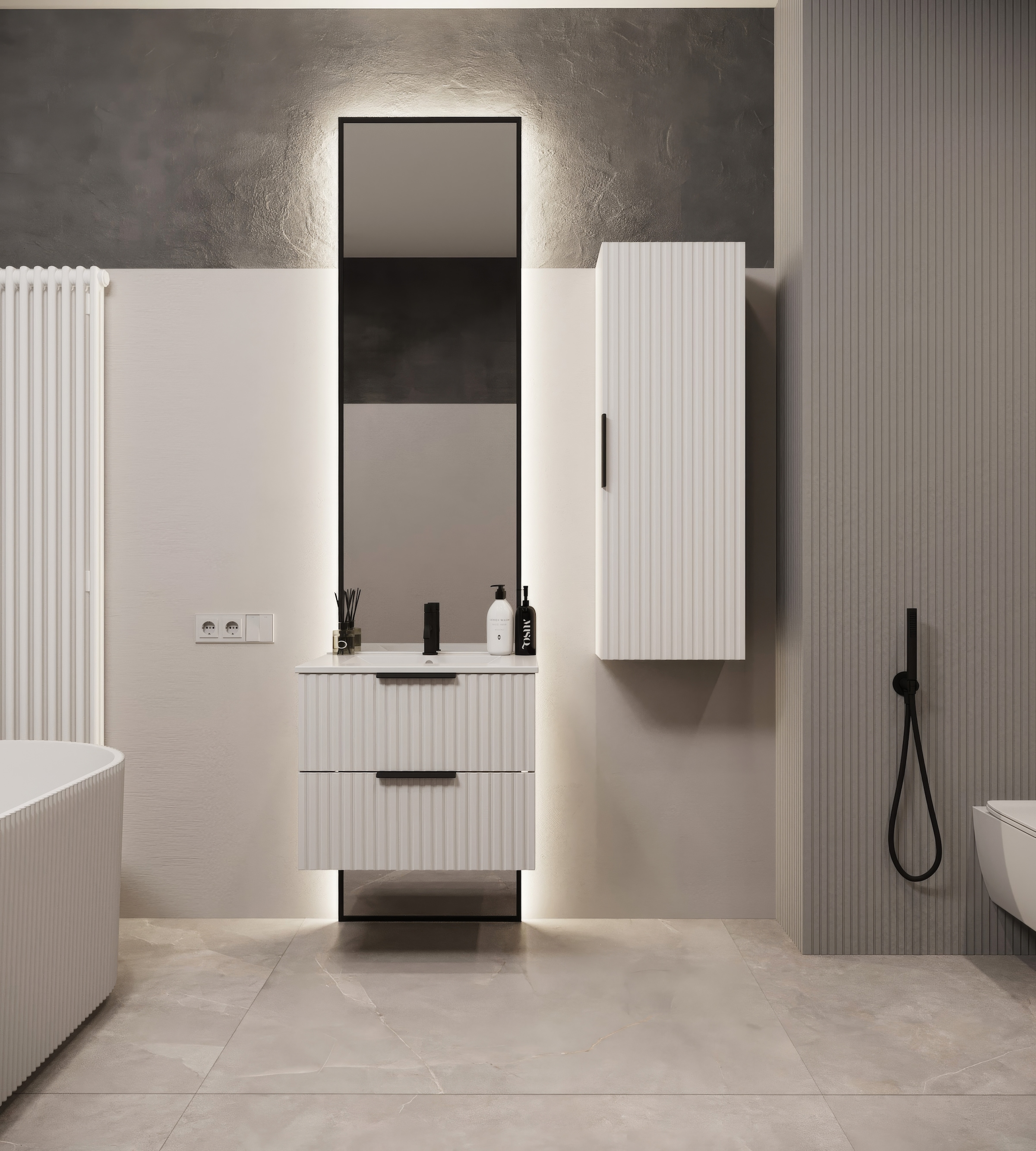 welltime »TIBU mit Waschbecken. 2 Schubladen. 2 Breiten (60/80cm) und 4 Farben« Badschrank mit Waschbecken, Softclose, Maße B/H/T: 61/53/47 cm