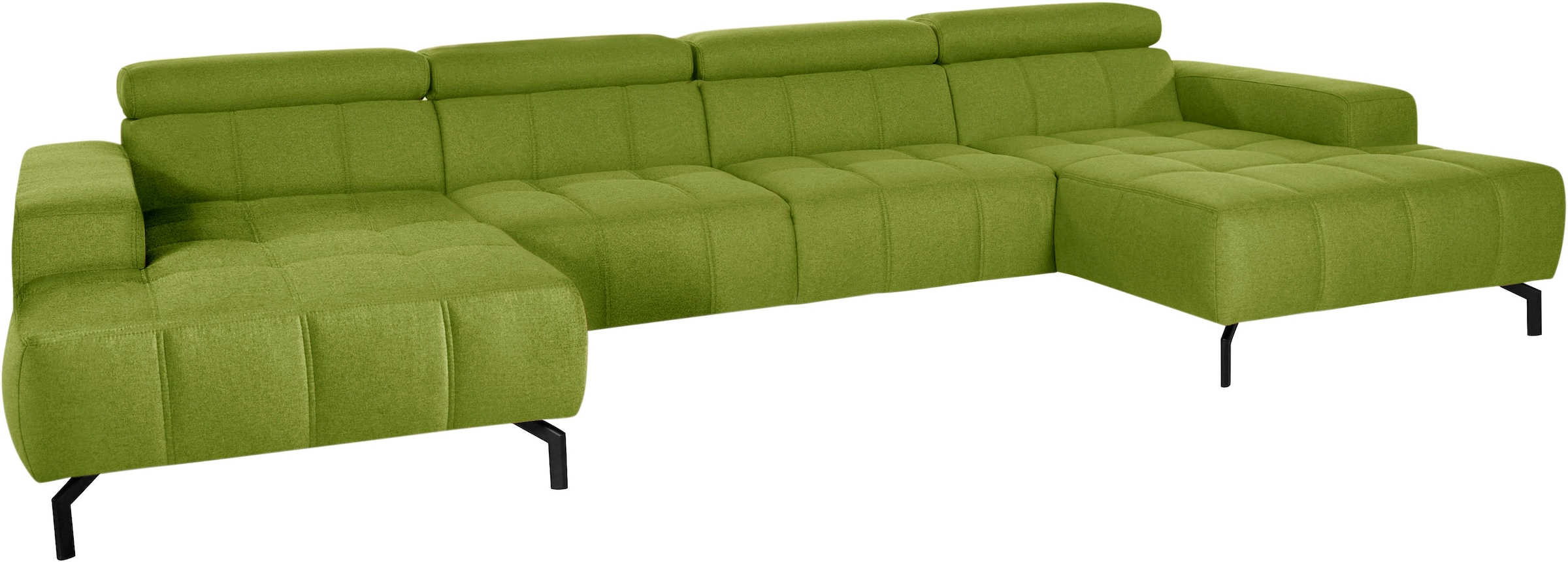 DOMO collection Wohnlandschaft »Cunelli tolle Sitznähte als Designelement, fester Sitzkomfort, U-Form«, wahlweise mit Kopfteilverstellung, bodenfrei