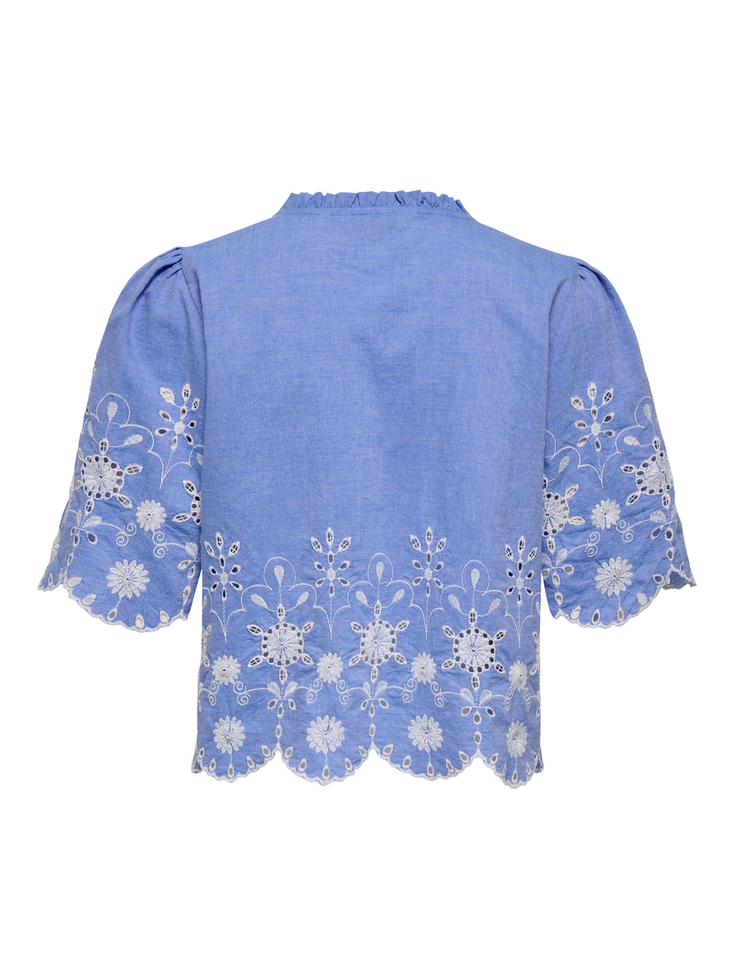 ONLY Kurzarmbluse »ONLMIFFY S/S EMB TIE TOP NOOS WVN« Baumwolle, regular fit, V-Ausschnitt