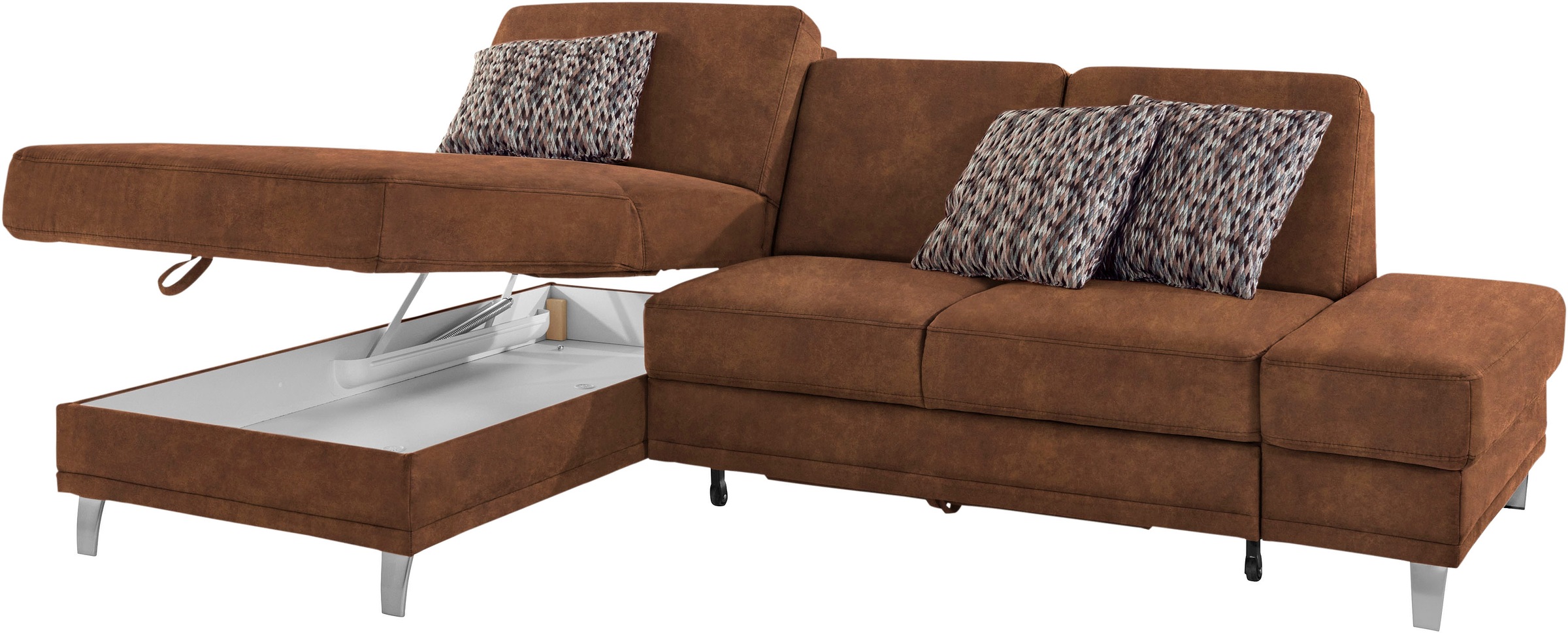 sit&more Ecksofa »Clio L-Form«, wahlweise mit Bettfunktion oder Vorziehsitz und Bettkasten, Federkern