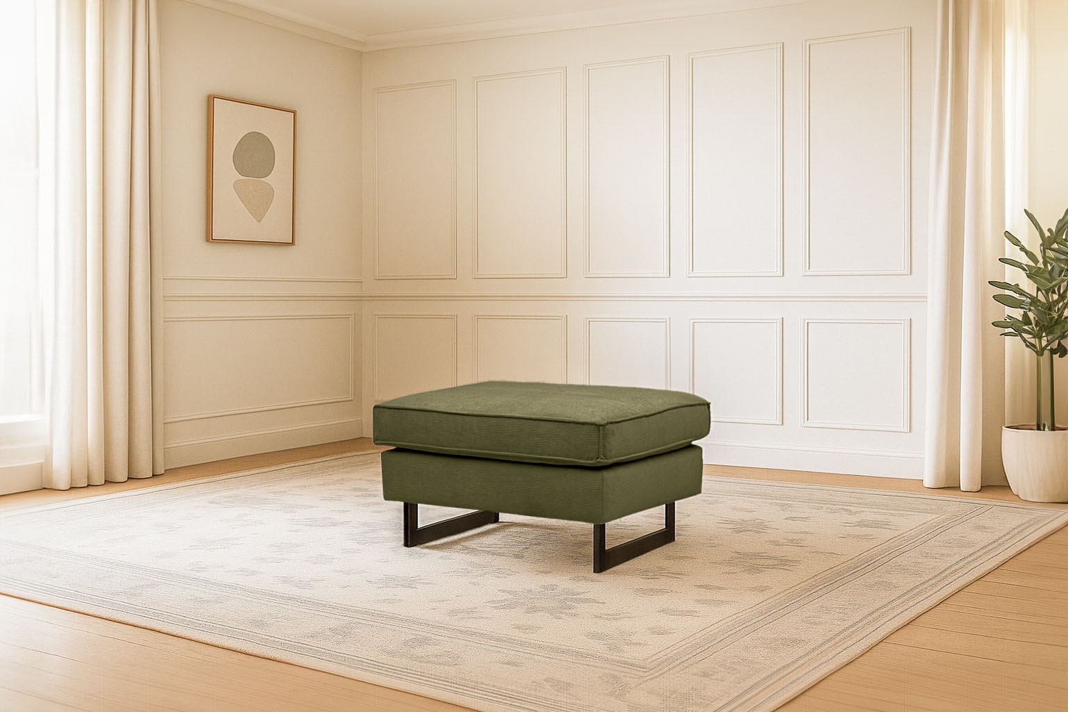 Places of Style Hocker »Pinto«, mit Keder, Metallfüßen und auch in Cord Bez günstig online kaufen