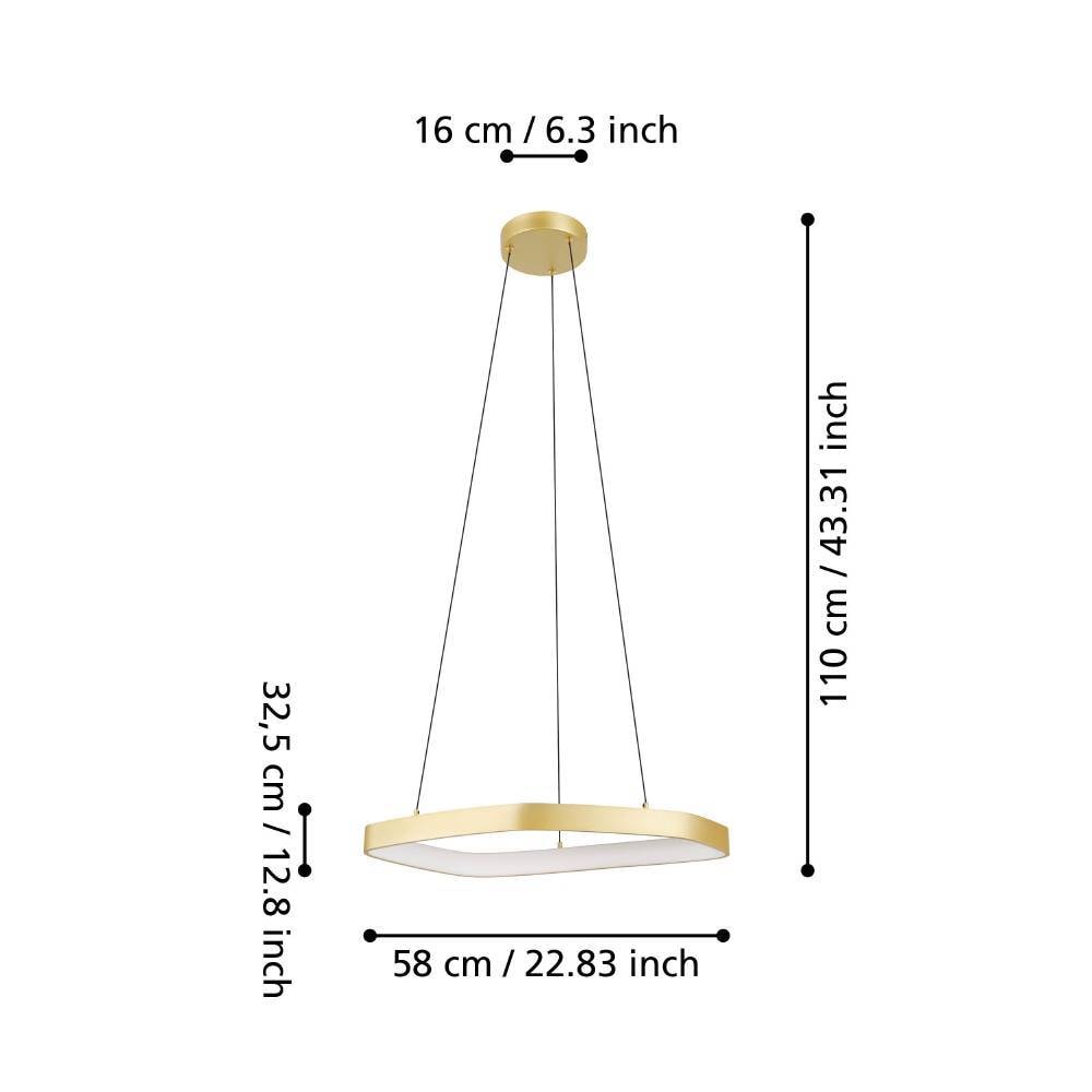 EGLO Hängeleuchte »VALLEROSA«, 1 flammig, Leuchtmittel LED-Modul | LED fest integriert, dimmbare Pendelleuchte, Metall in Messing-Gebürstet, Lampe, Ø 58 cm