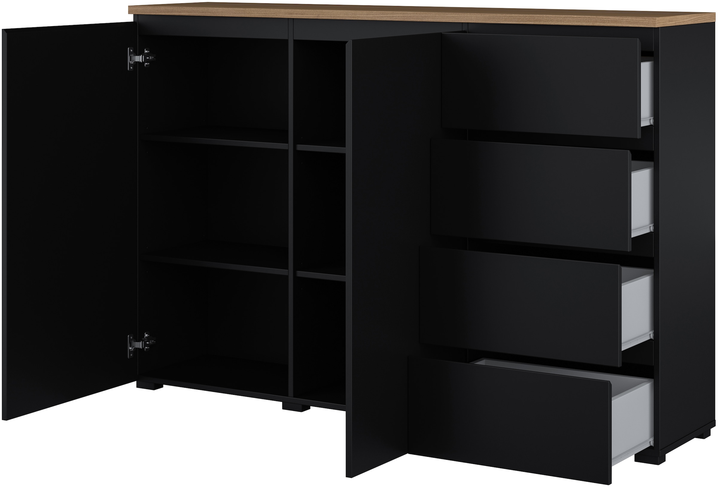 OTTO home Highboard »Modo, Breite 150 cm, moderne grifflose Kommode 2Türen/4 SK« Schubladenkommode mit viel Stauraum, Einlegeböden verstellbar