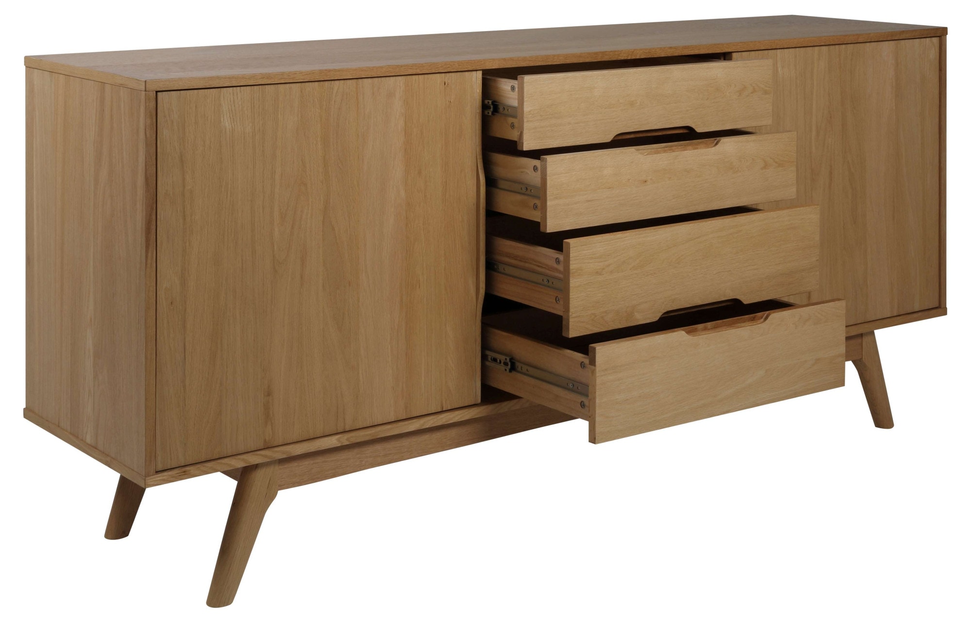ACTONA GROUP Sideboard »Marte« Anrichte, Eiche/Furnier, 2 Schiebetüren, 4 Schubladen, Breite 180 cm