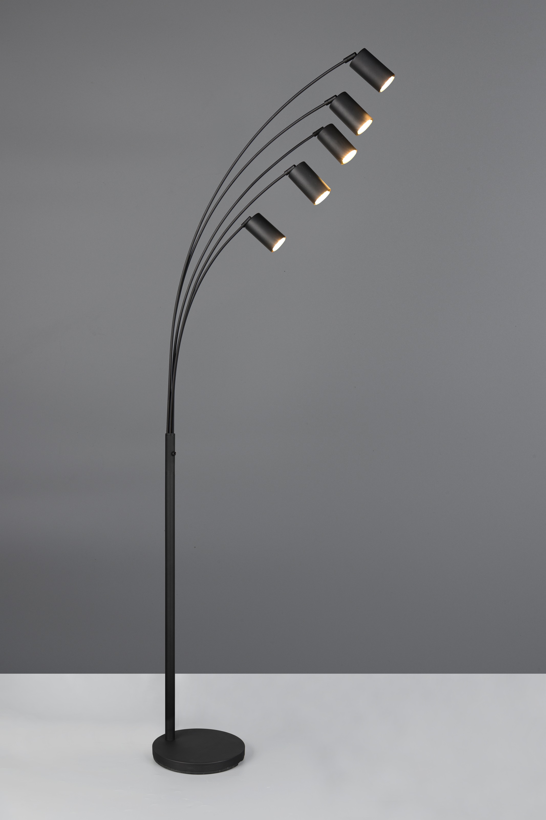 TRIO Leuchten Stehlampe »MARLEY, 5-flammige Bogenleuchte, exkl 5x GU10 max 10W, Kippschalter«, 5 flammig, Leuchtmittel GU10 | Leuchtmittel wechselbar, Höhe 200 cm, Leuchtenarme flexibel verstellbar Leseleuchte Stehleuchte