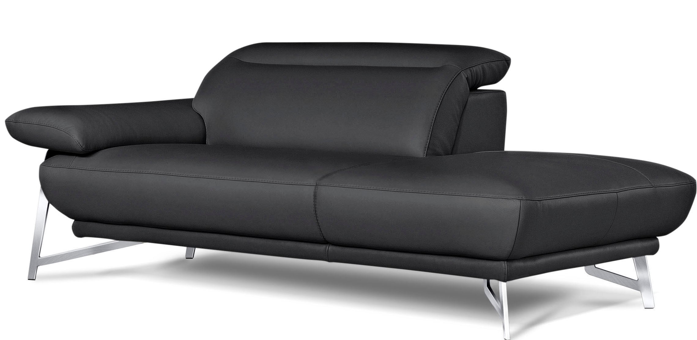 Egoitaliano Sofa »Anais, erstklassiger Sitzkomfort, Fußfarbe chrom«, Set, Kopfteil verstellbar, Leder BULL, schwarz