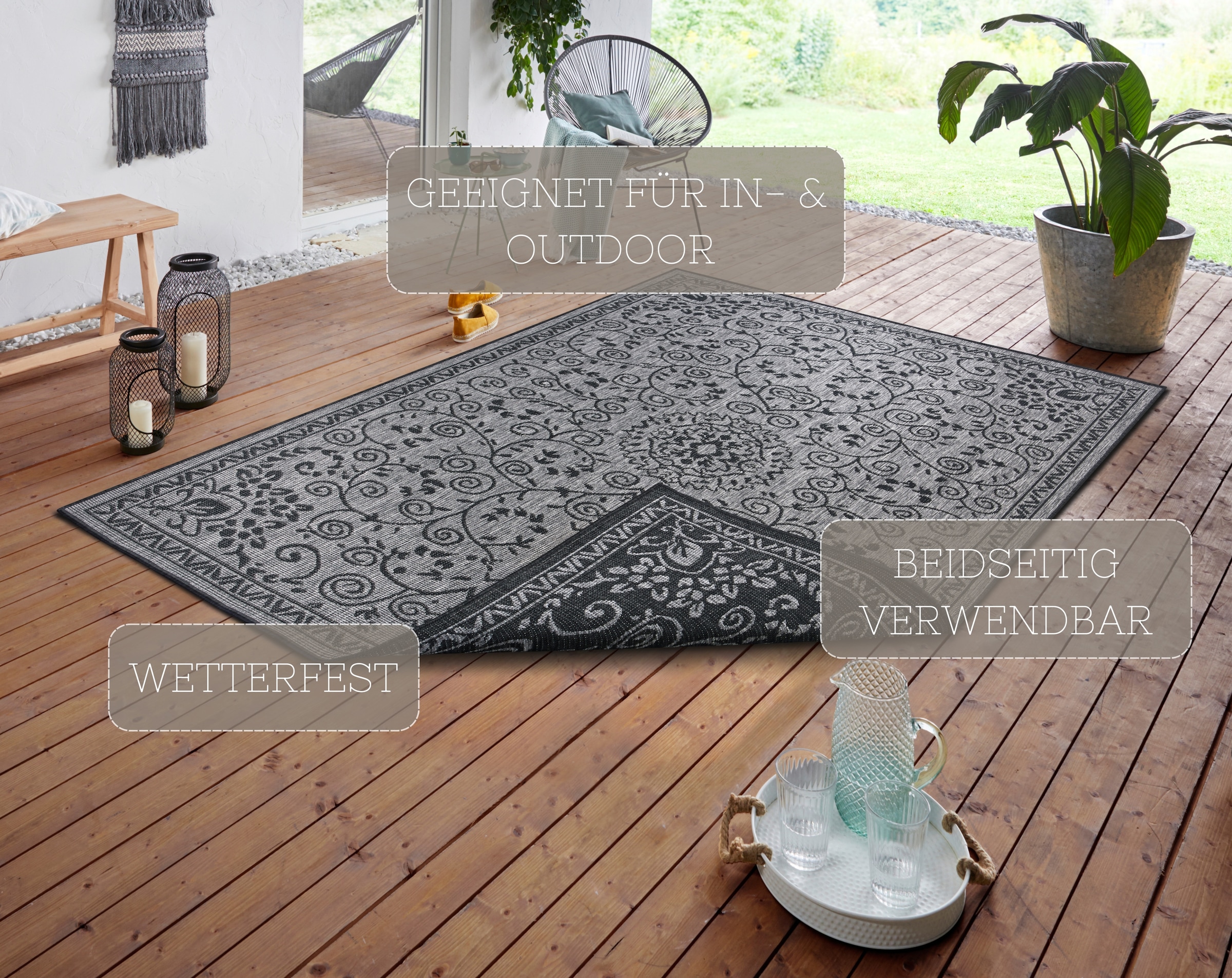 NORTHRUGS Teppich »LEYTE Wendeteppich«, rechteckig, 5 mm Höhe, In-& Outdoor günstig online kaufen