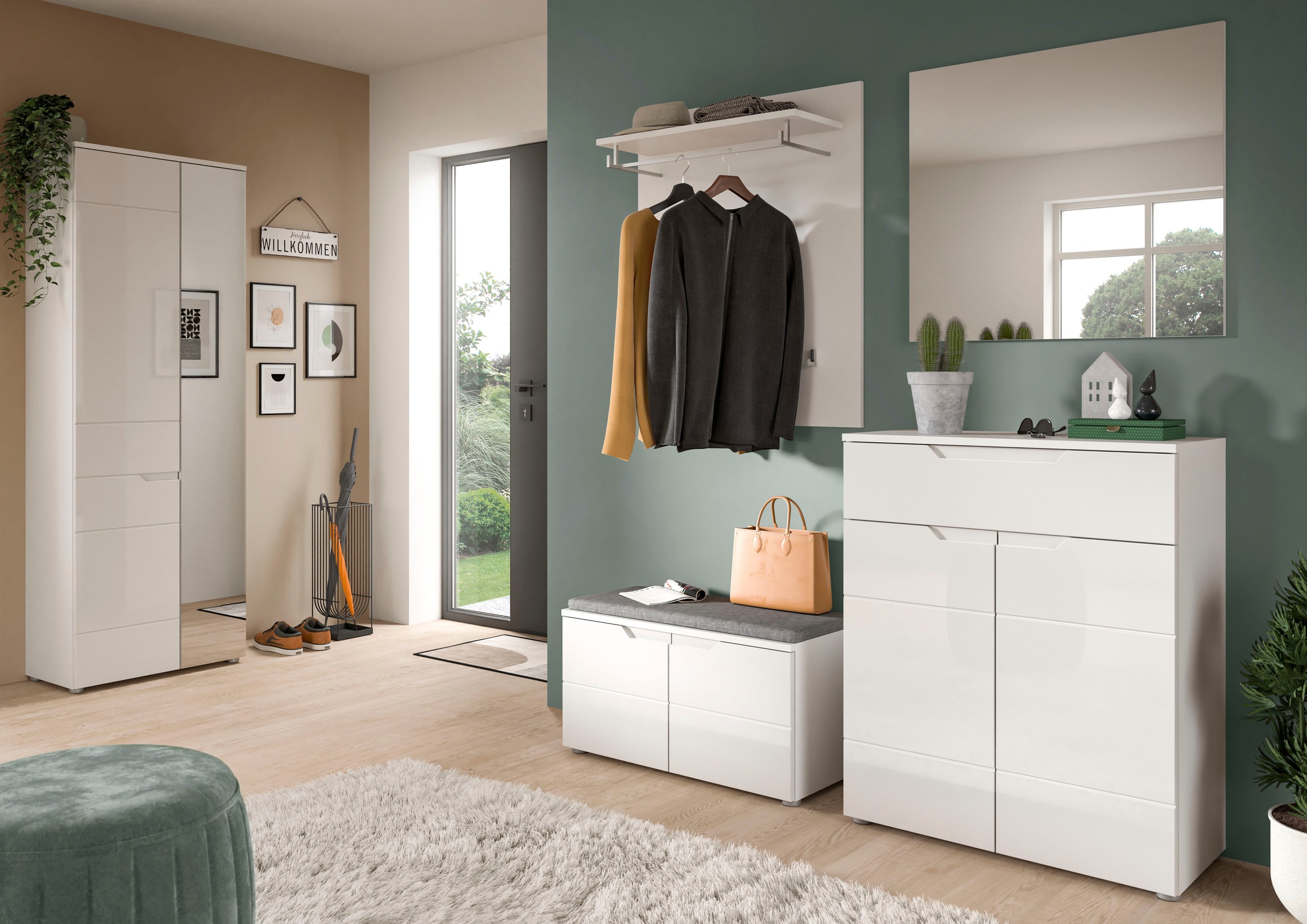 INOSIGN Schuhkommode »CAPRI, Höhe 97cm, 2 Türen, 1 Schubkasten, ink. eingefasster Griffmulde«, Schuhschrank, Kommode, Anrichte, Sideboard, Schrank, Dielenschrank